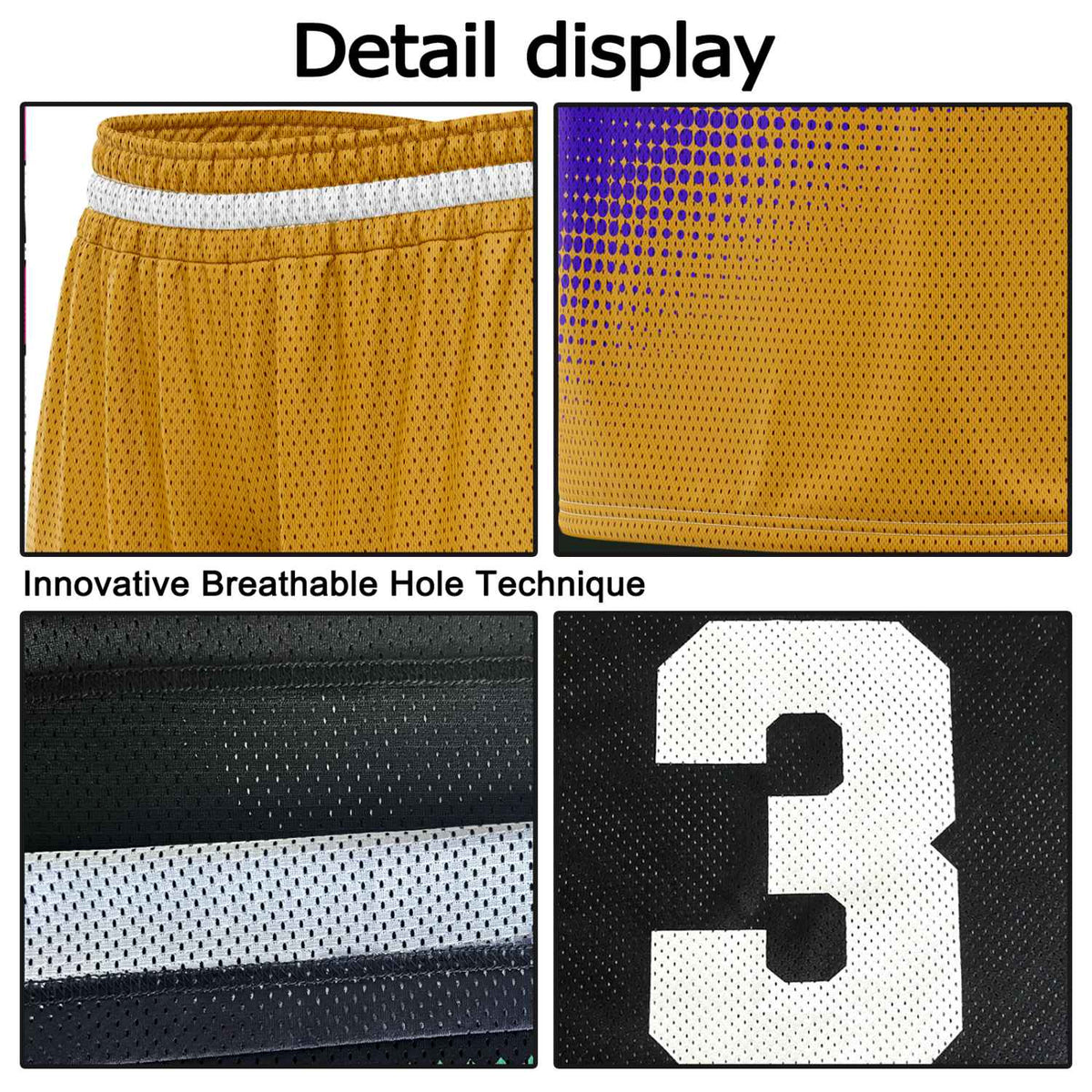 Custom Reversible Basketball Jersey & Shorts Set for Individuals & Teams – Purple Gold White Dot Gradient | Vosoli
