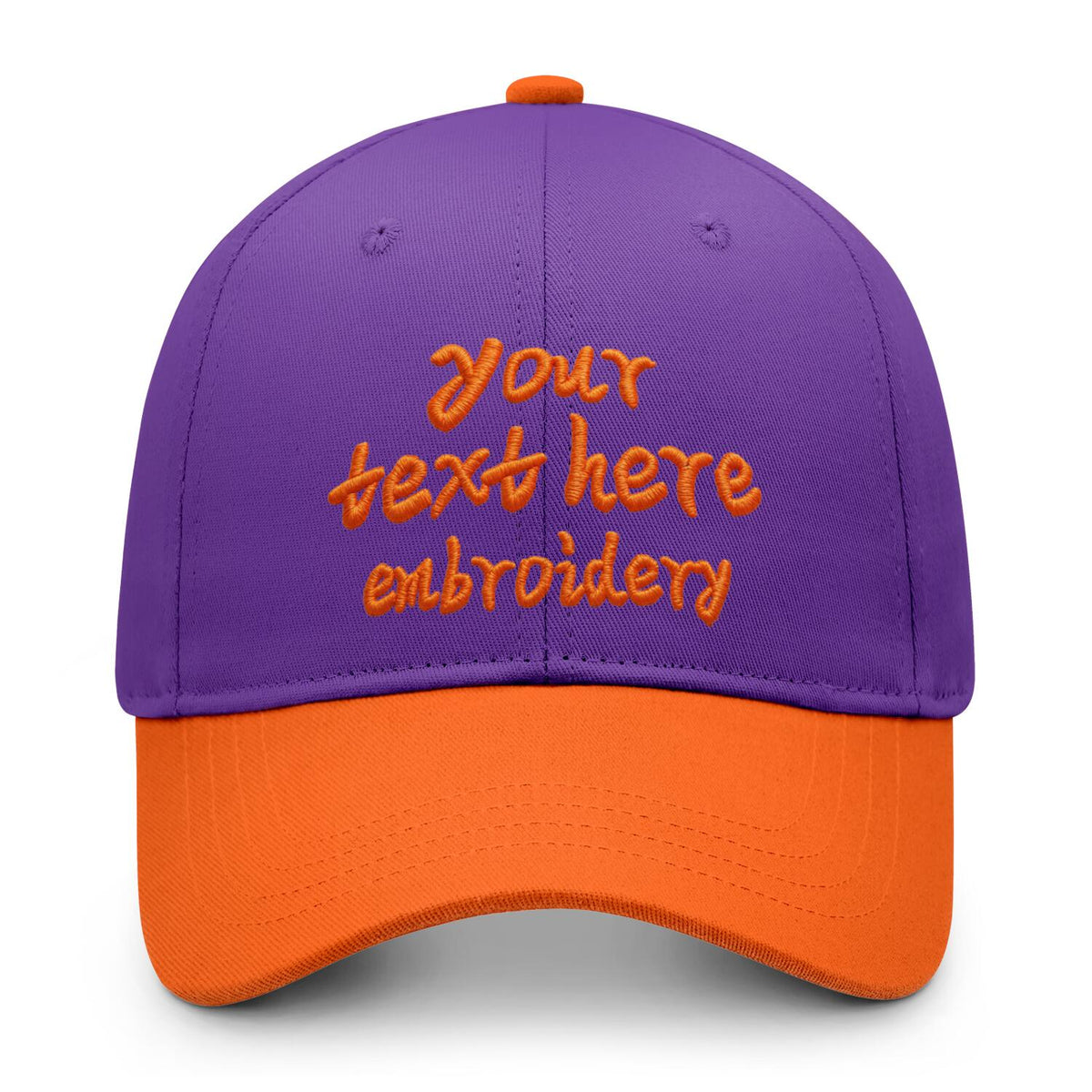 Vosoli Purple Orange Two-Tone Baseball Cap - Unisex Custom 3D Embroidery or Print
