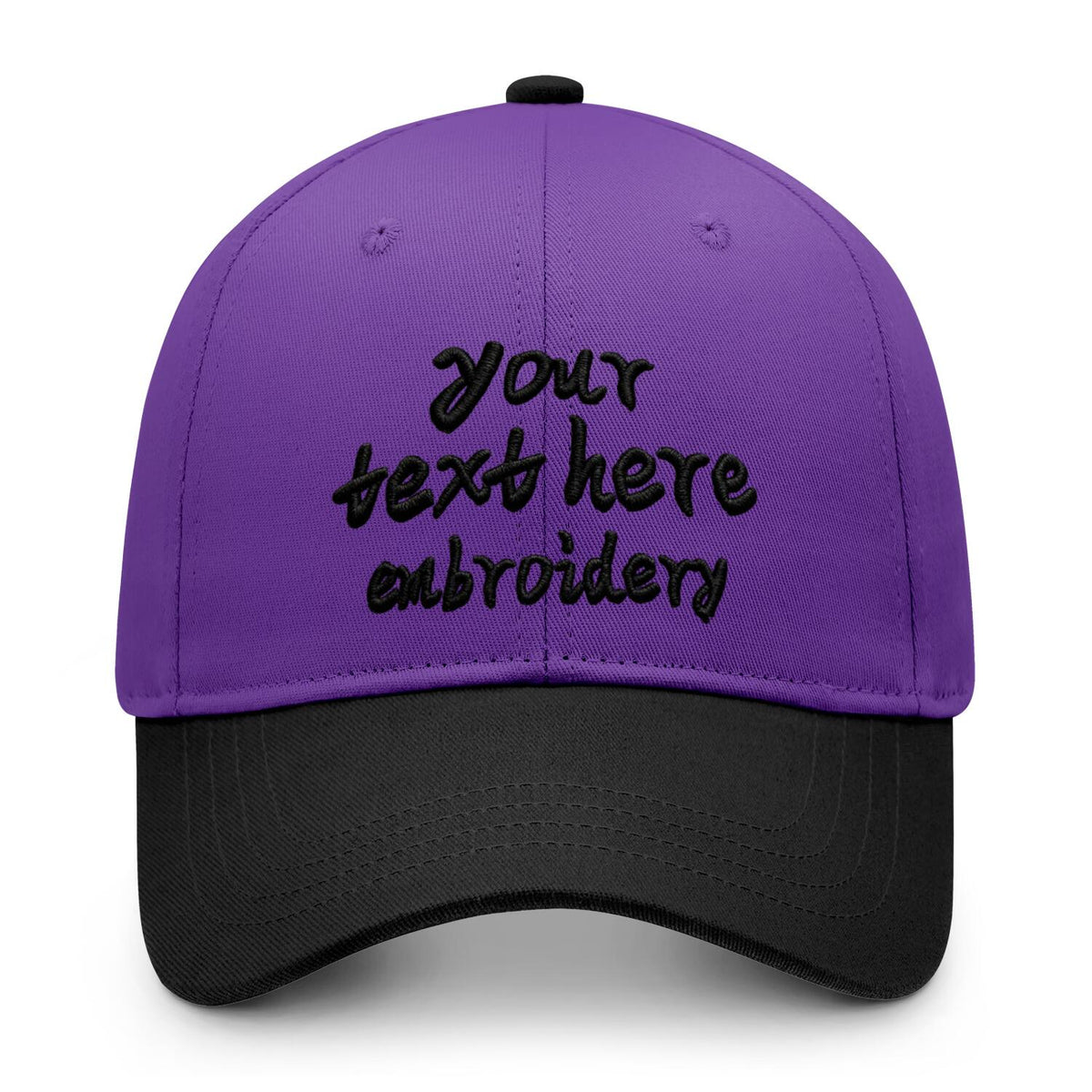 Vosoli Purple Black Two-Tone Baseball Cap - Unisex Custom 3D Embroidery or Print