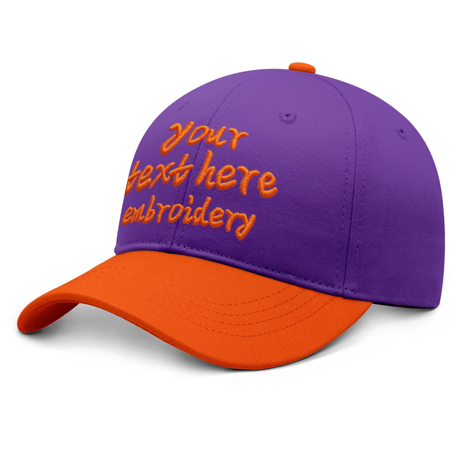 Vosoli Purple Orange Two-Tone Baseball Cap - Unisex Custom 3D Embroidery or Print