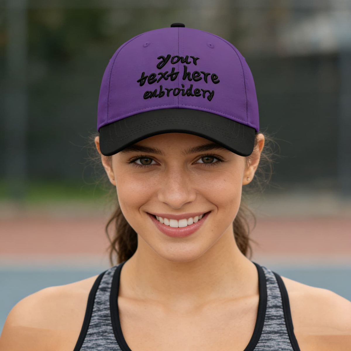 Vosoli Purple Black Two-Tone Baseball Cap - Unisex Custom 3D Embroidery or Print