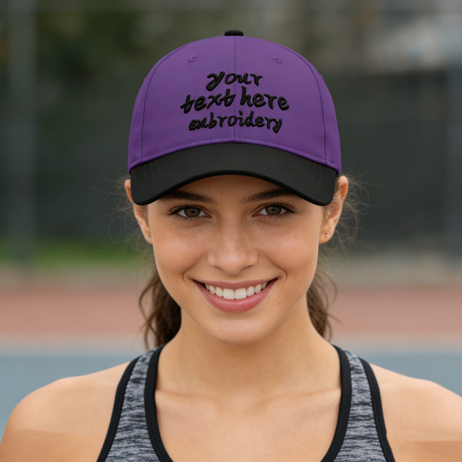 Vosoli Purple Black Two-Tone Baseball Cap - Unisex Custom 3D Embroidery or Print