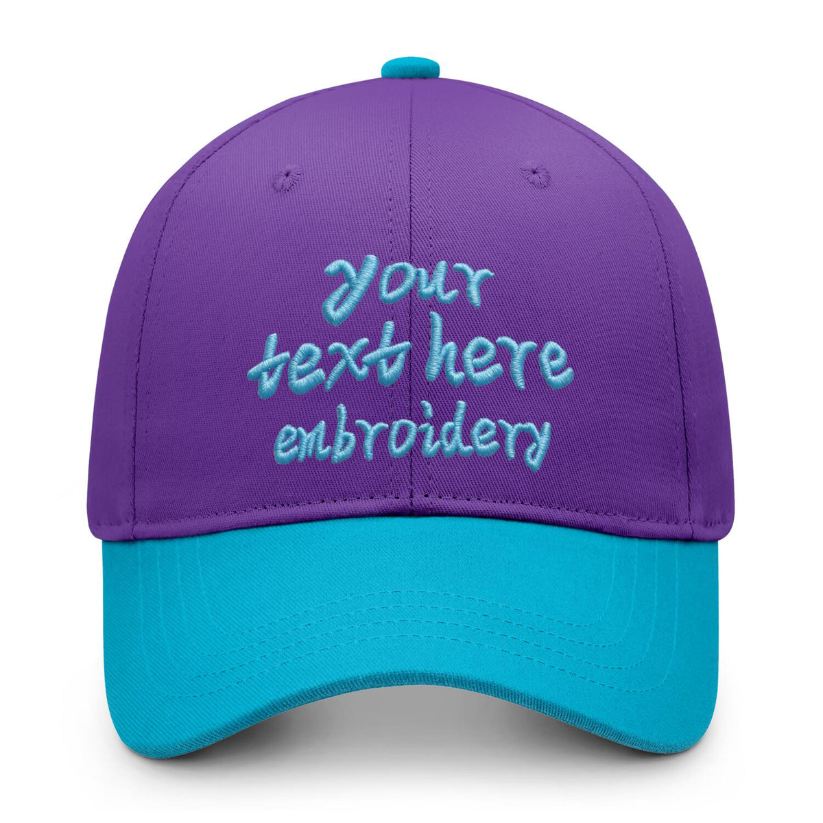 Vosoli Purple Turquoise Two-Tone Baseball Cap - Unisex Custom 3D Embroidery or Print