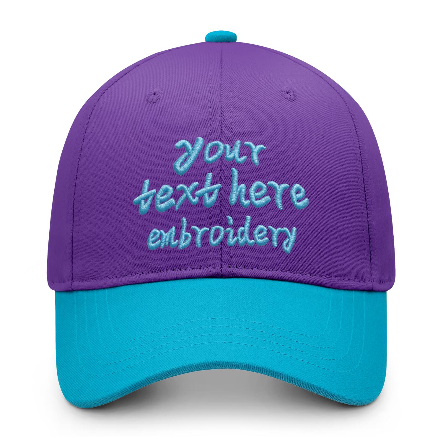 Vosoli Purple Turquoise Two-Tone Baseball Cap - Unisex Custom 3D Embroidery or Print