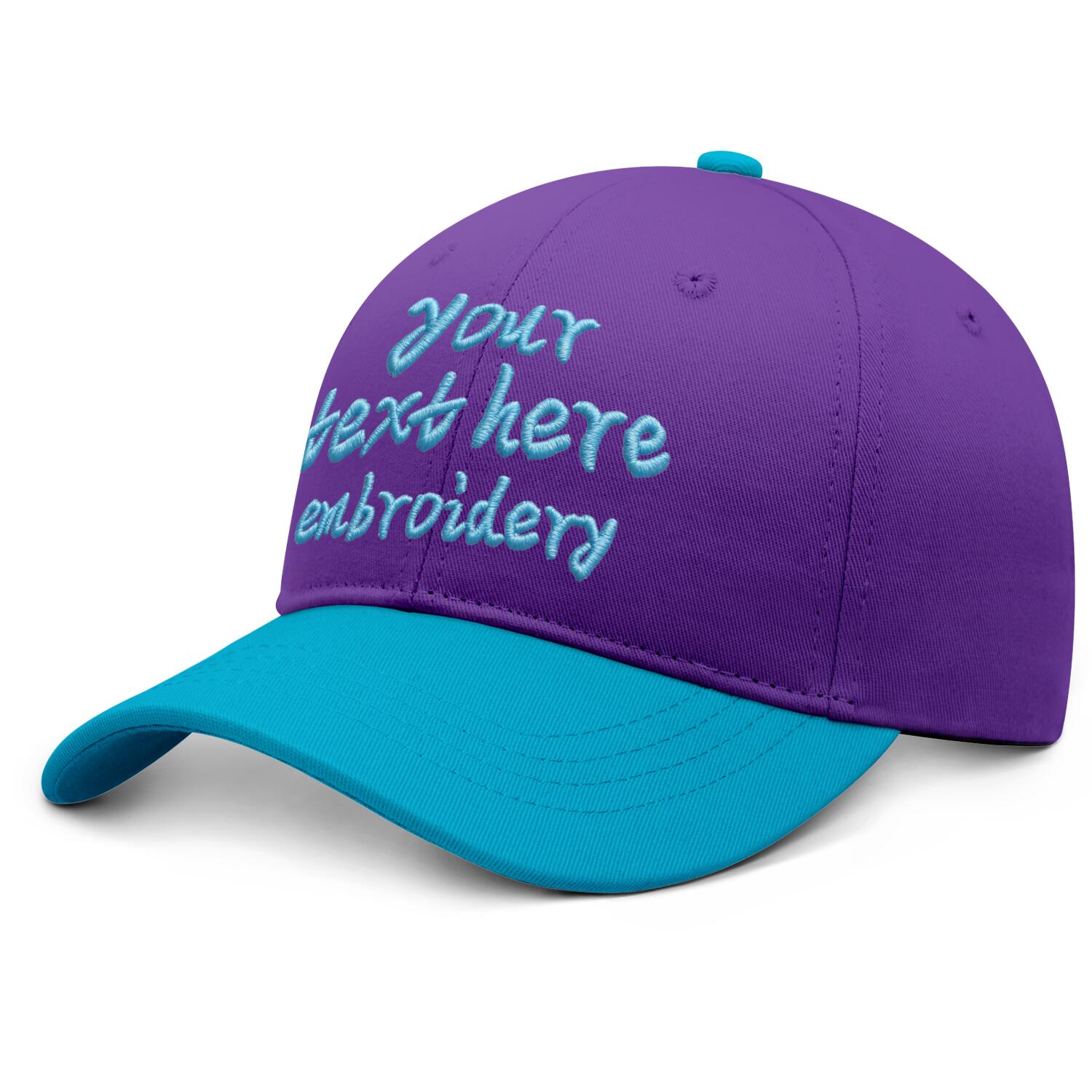 Vosoli Purple Turquoise Two-Tone Baseball Cap - Unisex Custom 3D Embroidery or Print