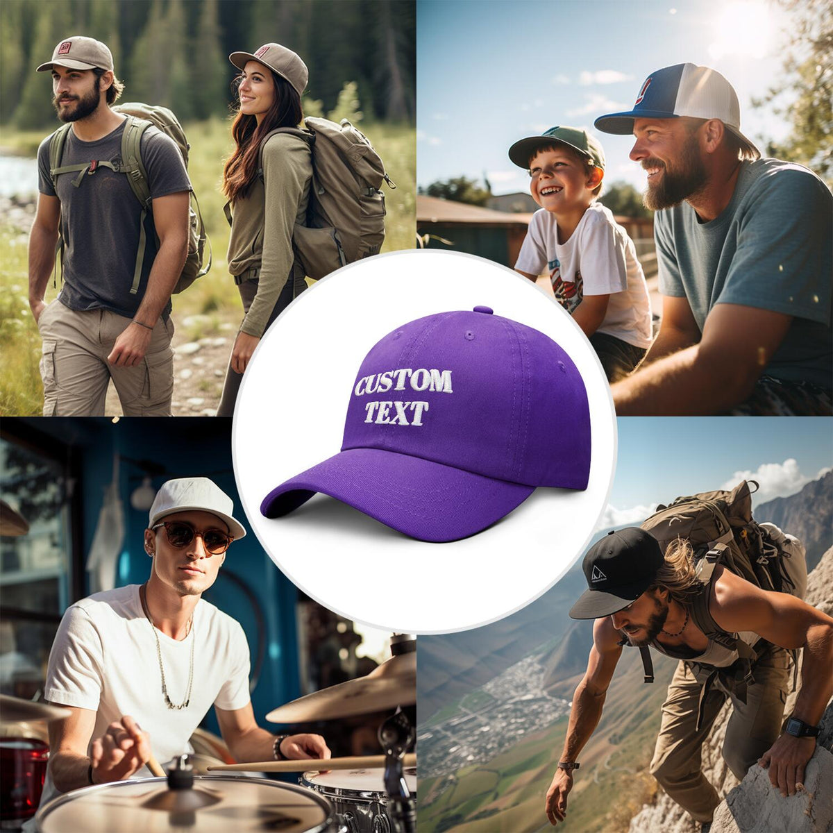 Vosoli Purple Unisex Baseball Cap - Personal & Team Custom 3D Embroidery or Print Hat