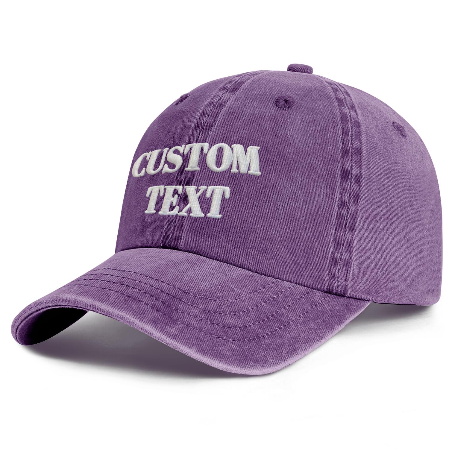 Vosoli Purple Washed Denim Unisex Baseball Cap - Team Custom 3D Embroidery or Print Personalized Hats
