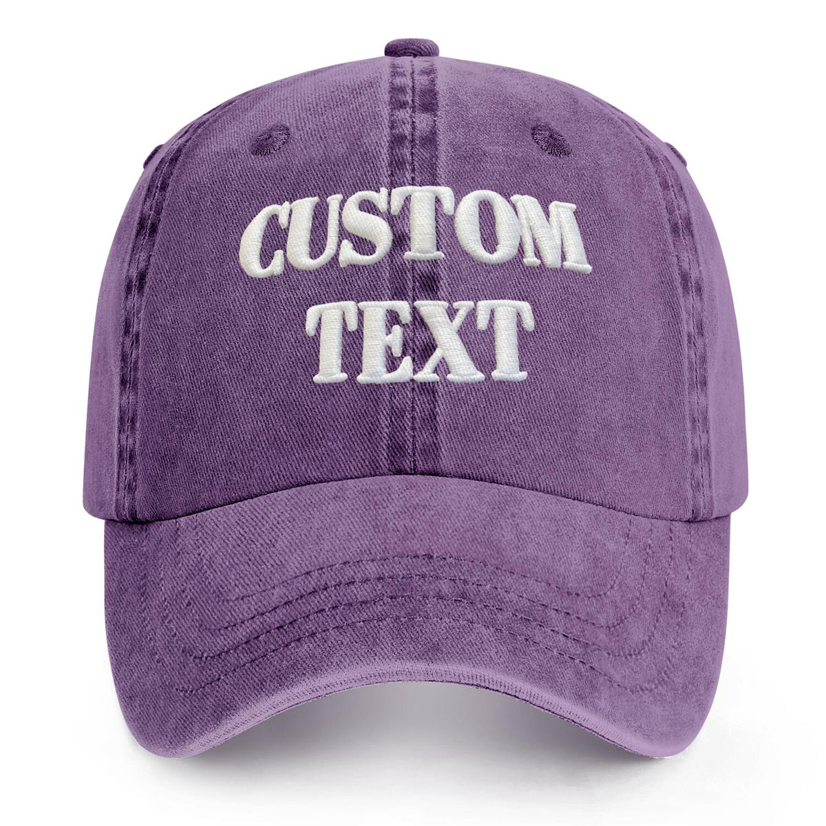 Vosoli Purple Washed Denim Unisex Baseball Cap - Team Custom 3D Embroidery or Print Personalized Hats