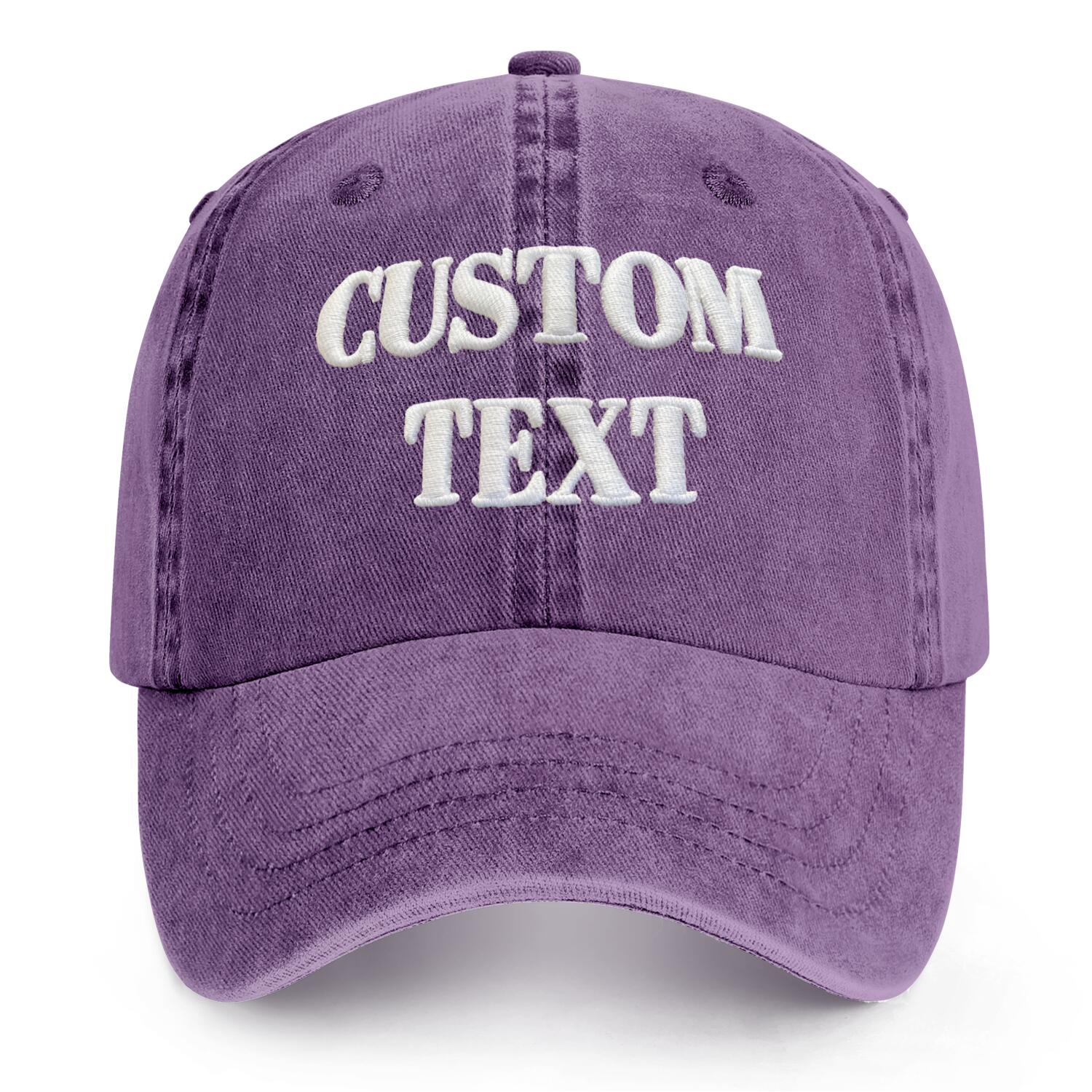 Vosoli Purple Washed Denim Unisex Baseball Cap - Team Custom 3D Embroidery or Print Personalized Hats
