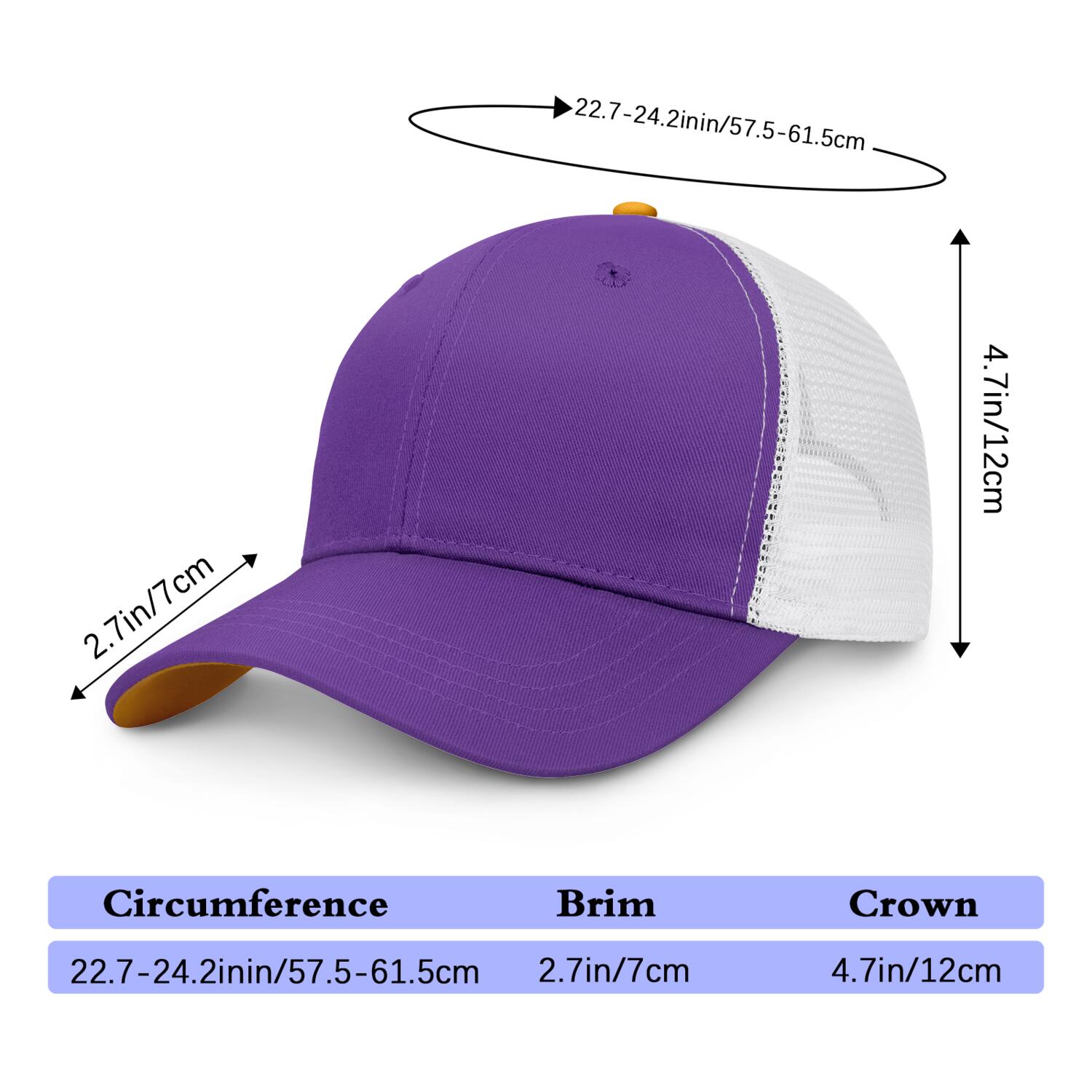 Vosoli Purple & White Mesh-Back Trucker Cap - Unisex Personal & Team Custom 3D Embroidery or Print Hat