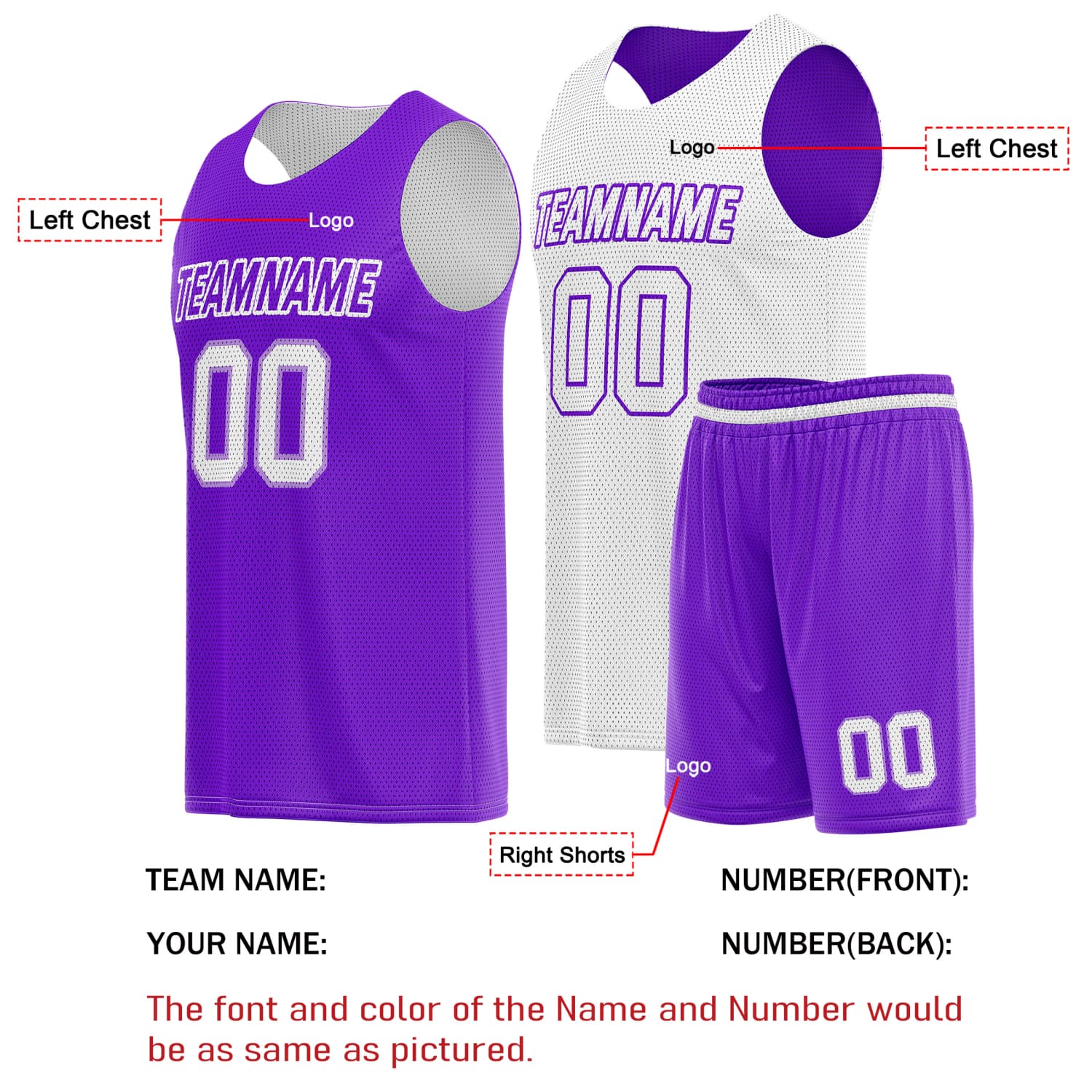 Custom Reversible Basketball Jersey Shorts Set – Purple White | Vosoli (For Teams & Individuals)