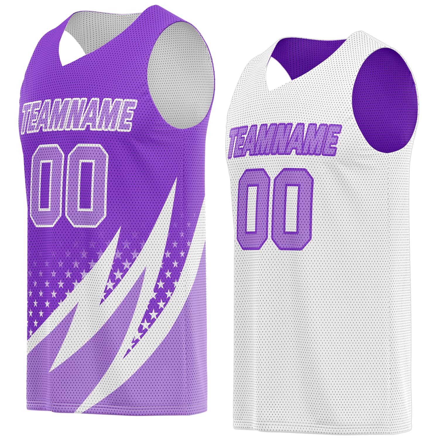 Custom Reversible Basketball Jersey for Individuals & Teams – Purple White Star Stripe | Vosoli