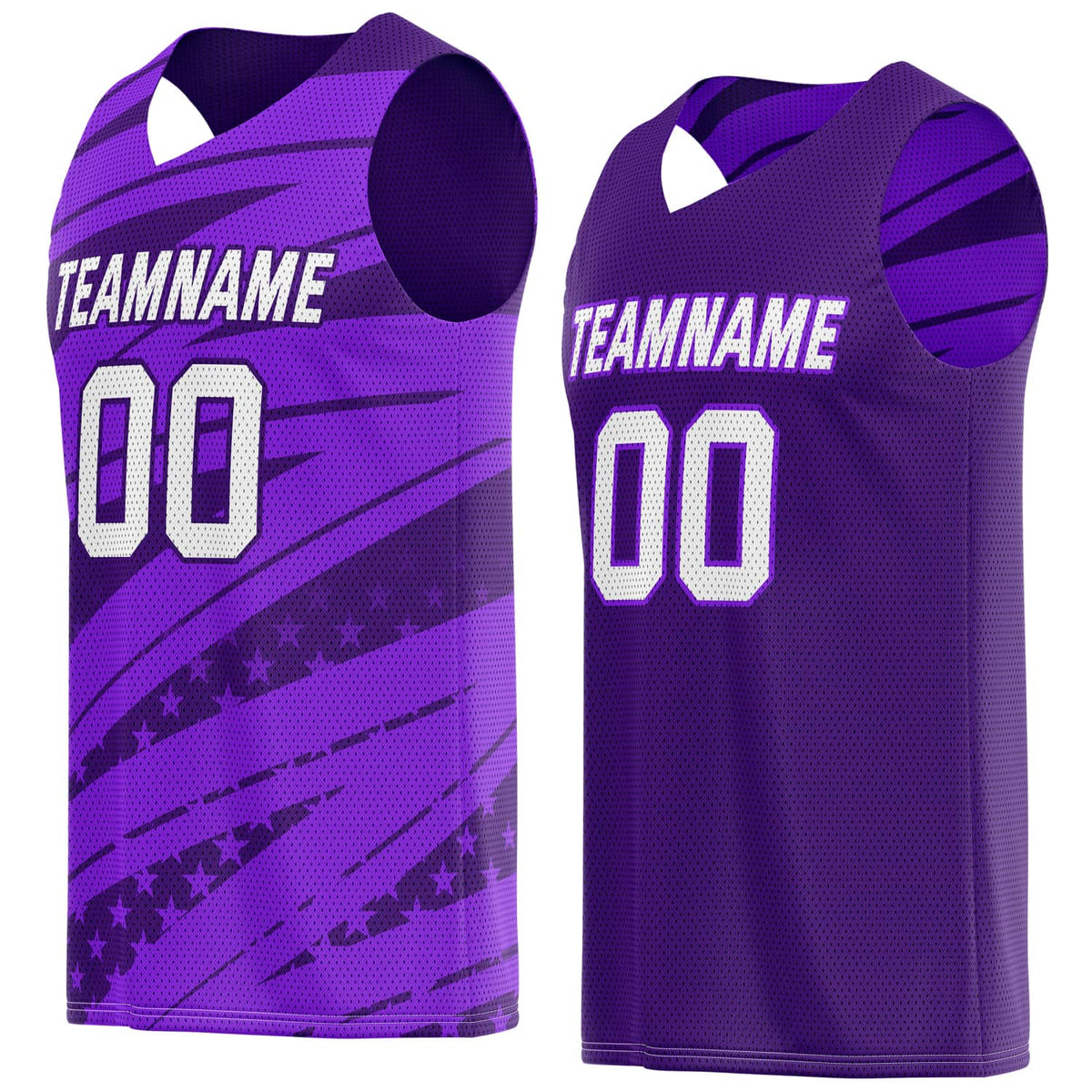 Custom Reversible Basketball Jersey for Individuals &amp; Teams – Purple White Star Stripe | Vosoli