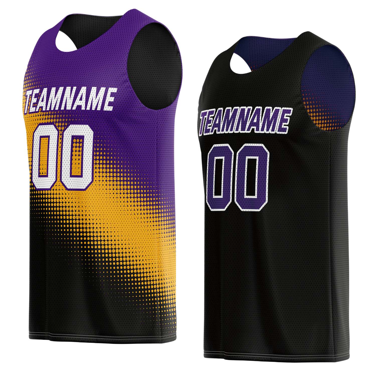 Custom Reversible Basketball Jersey for Individuals & Teams – Purple, Yellow & Black | Vosoli