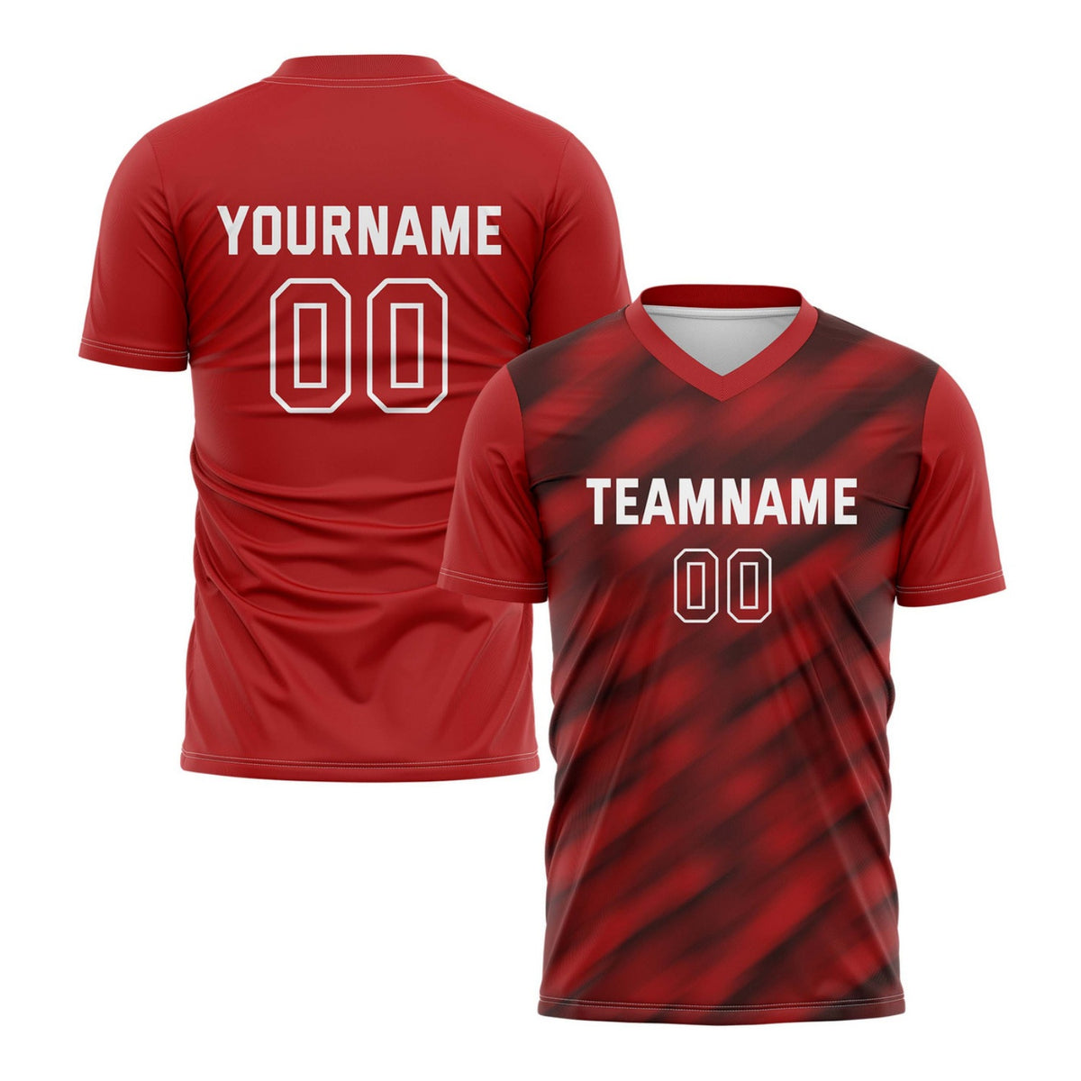 Custom Red &amp; Black Gradient Stripe Soccer Jersey for Teams &amp; Individuals | Vosoli