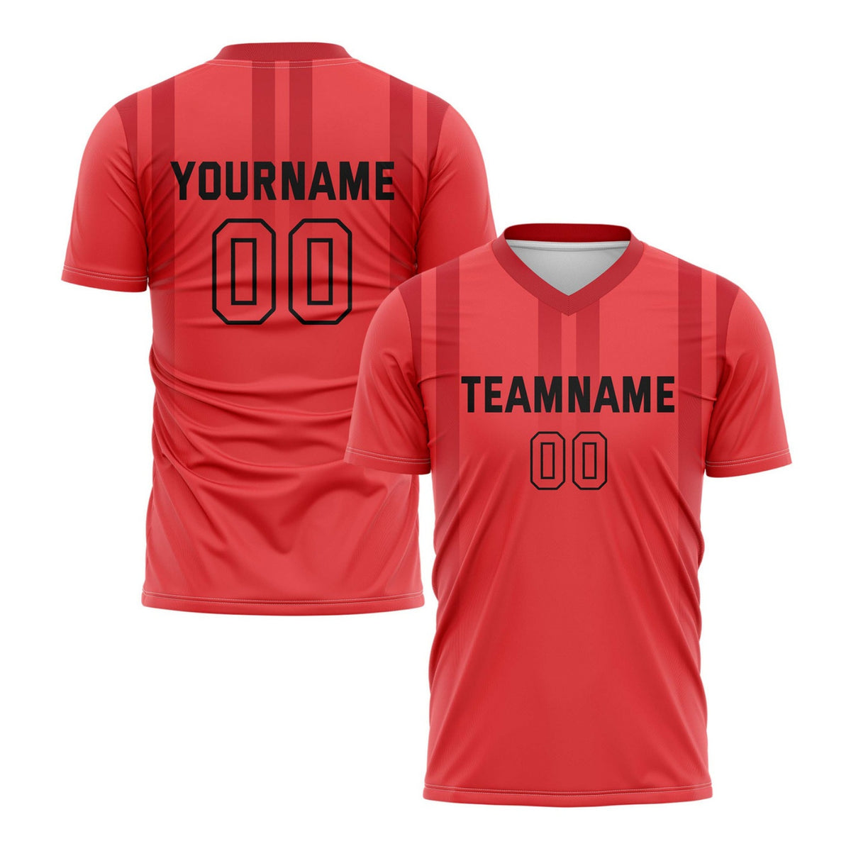 Custom Red &amp; Black Vertical Stripe Soccer Jersey for Teams &amp; Individuals | Vosoli