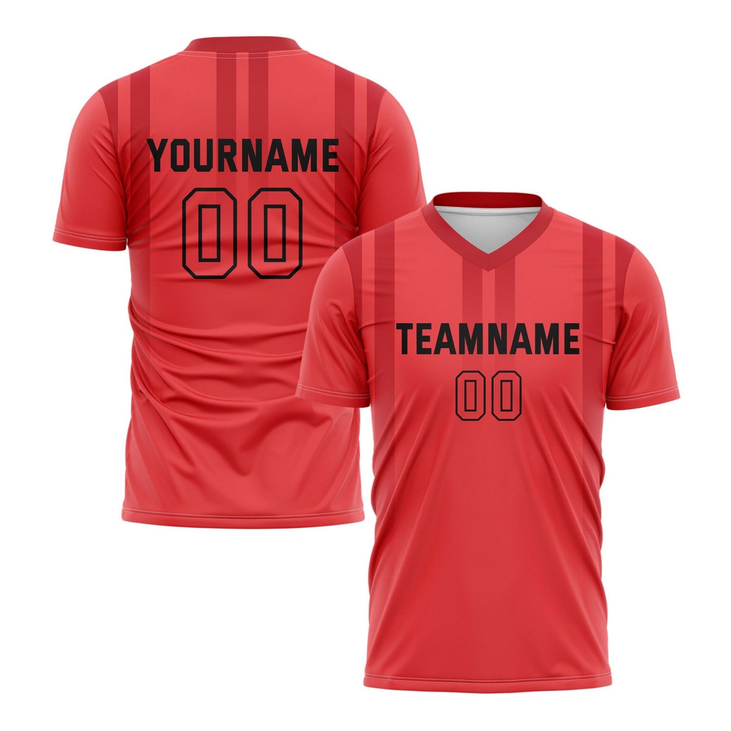 Custom Red & Black Vertical Stripe Soccer Jersey for Teams & Individuals | Vosoli