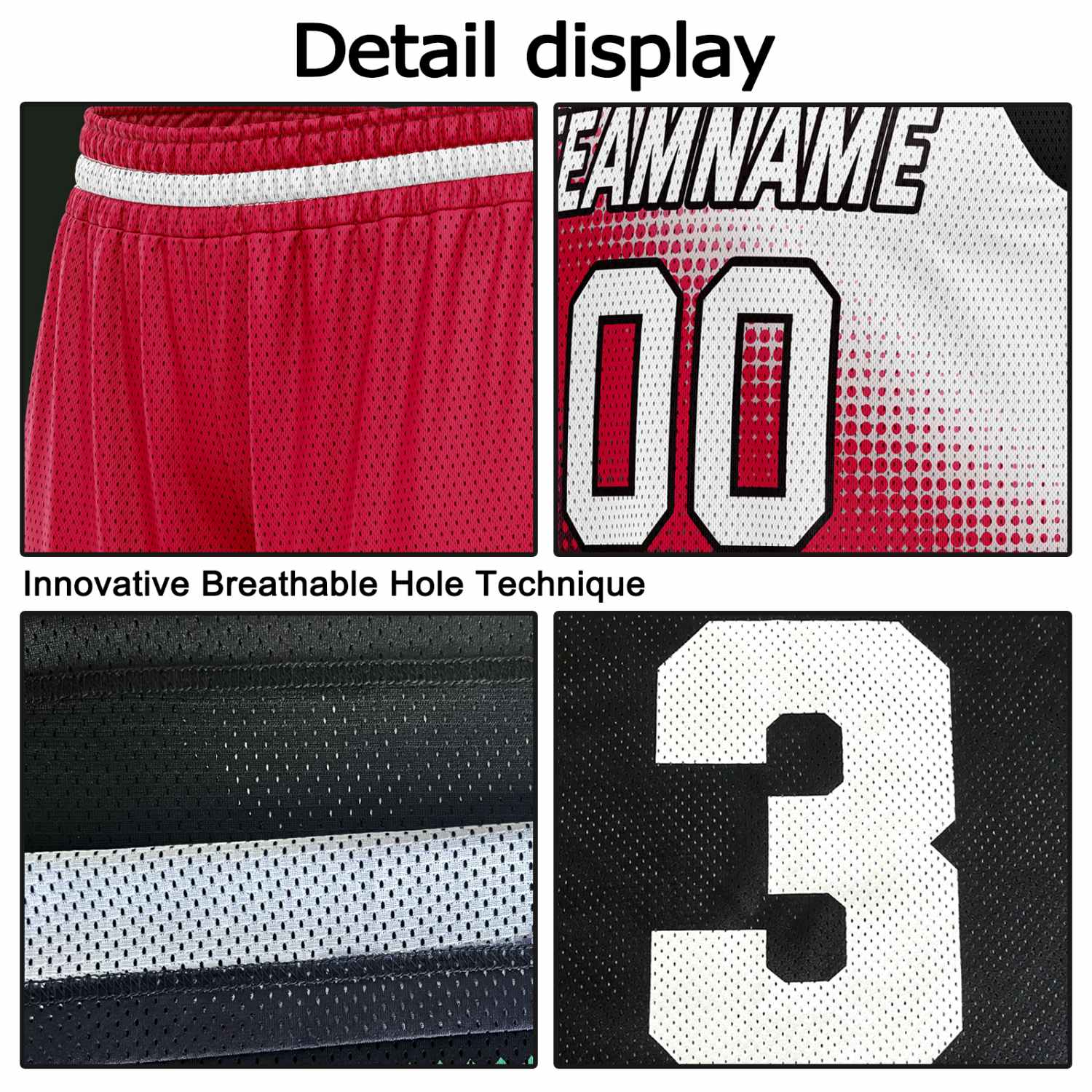 Custom Reversible Basketball Jersey & Shorts Set for Individuals & Teams – Red Black White Dot Gradient | Vosoli