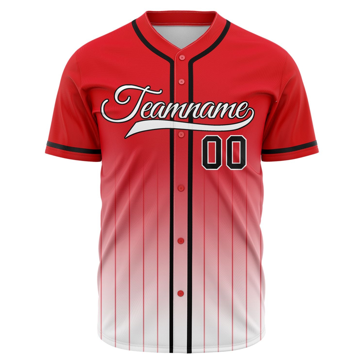 VOSOLI Pro-Ignite Red & Black Gradient Pinstripe Baseball Jersey