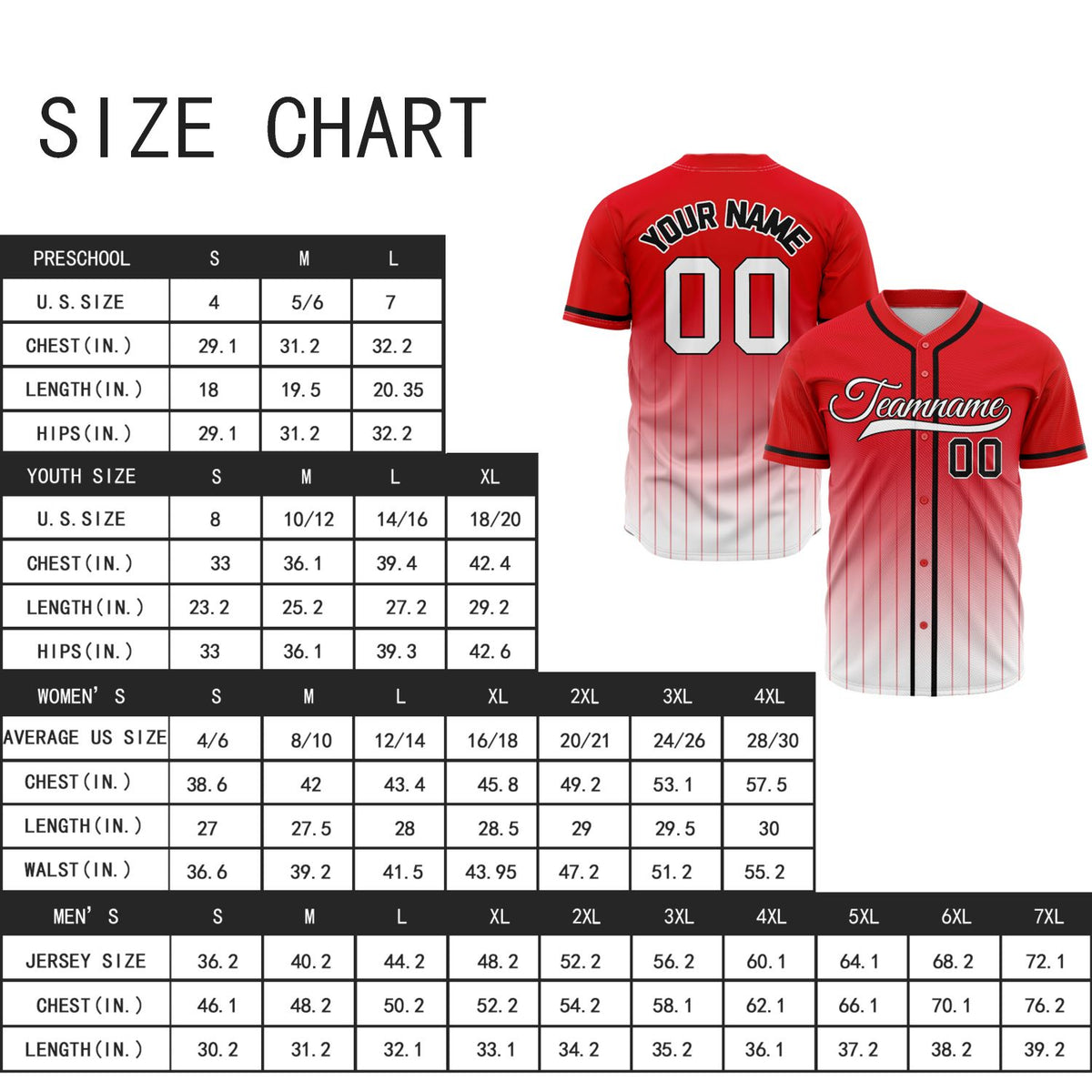 VOSOLI Pro-Ignite Red & Black Gradient Pinstripe Baseball Jersey