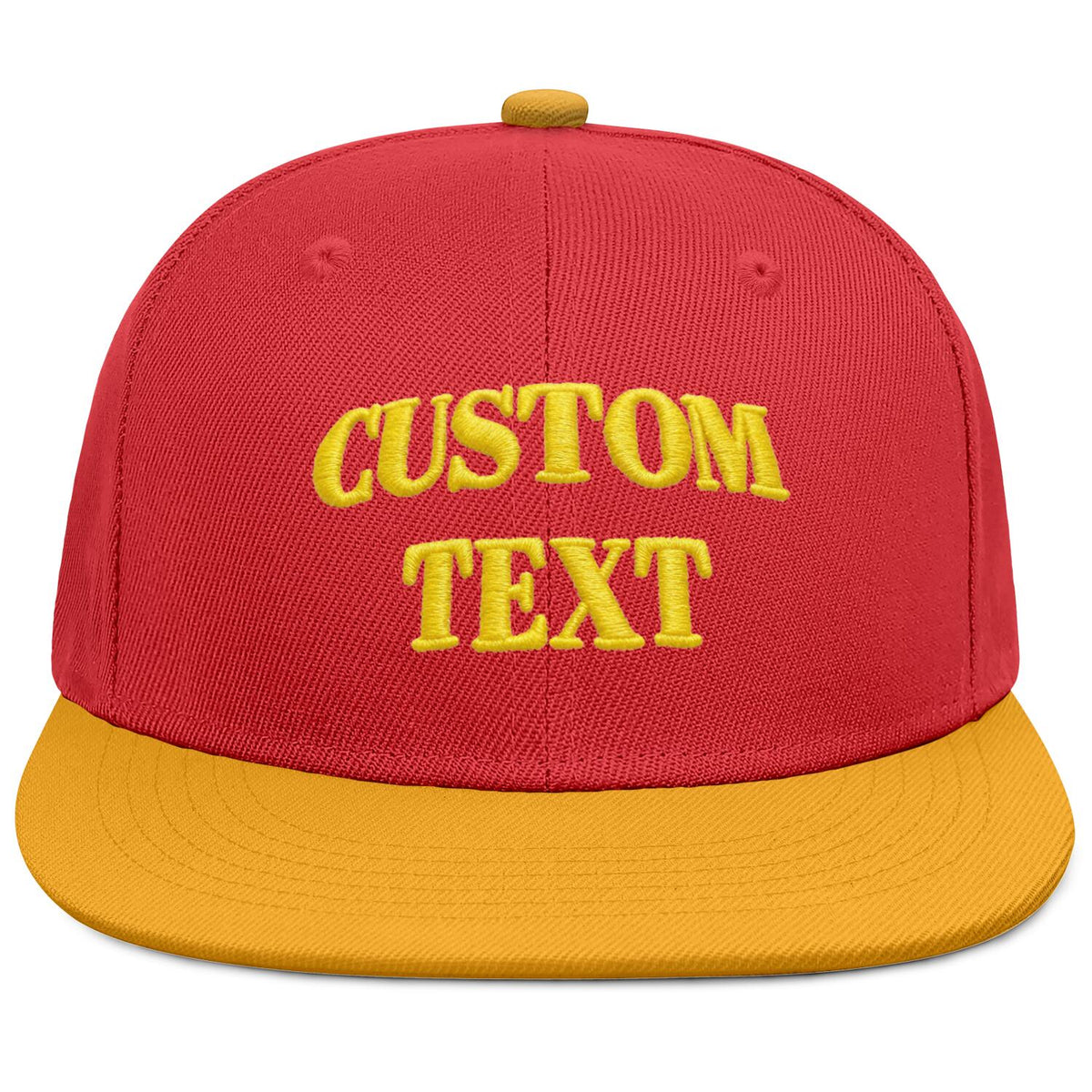 Vosoli Red &amp; Gold Color-Block Flat-Brim Hat - Unisex Personal &amp; Team Custom 3D Embroidery or Print Cap