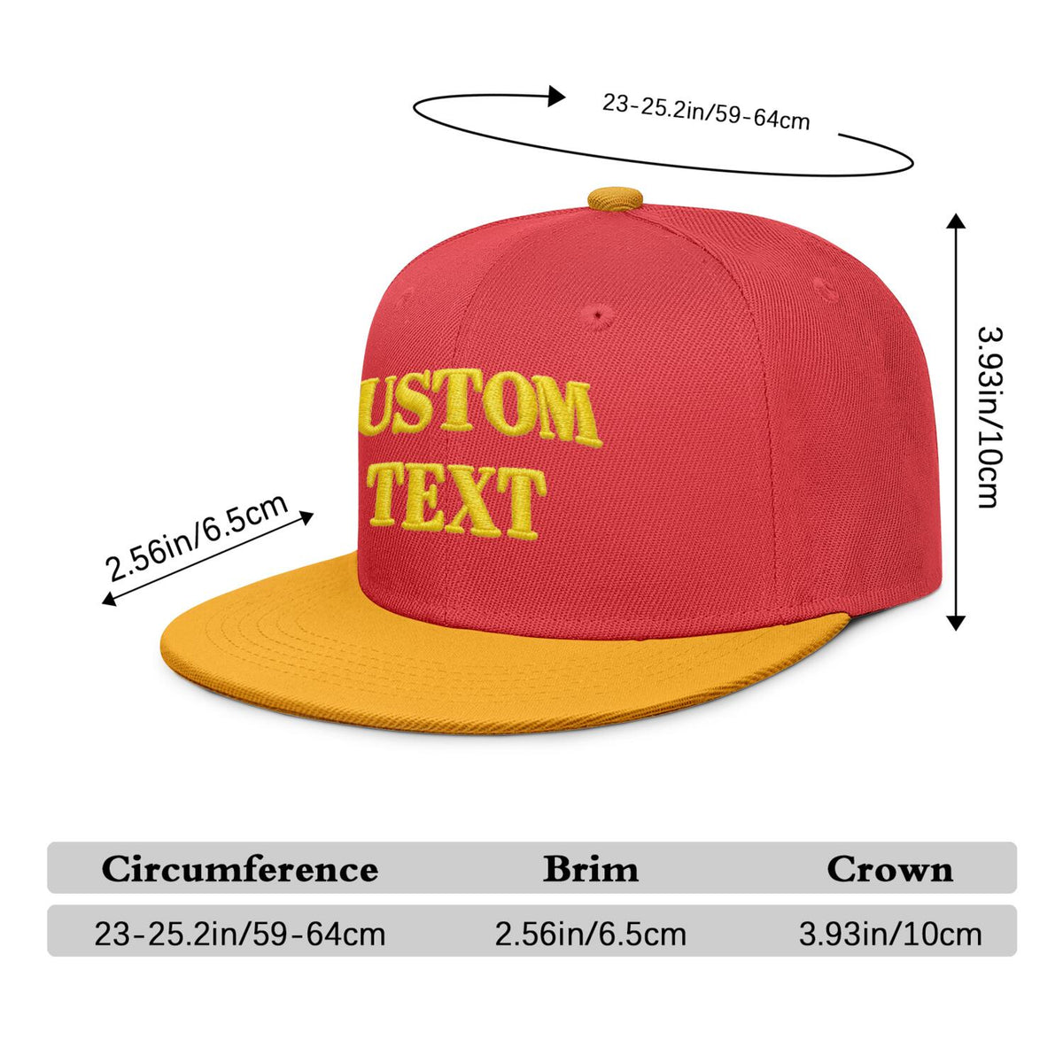 Vosoli Red & Gold Color-Block Flat-Brim Hat - Unisex Personal & Team Custom 3D Embroidery or Print Cap
