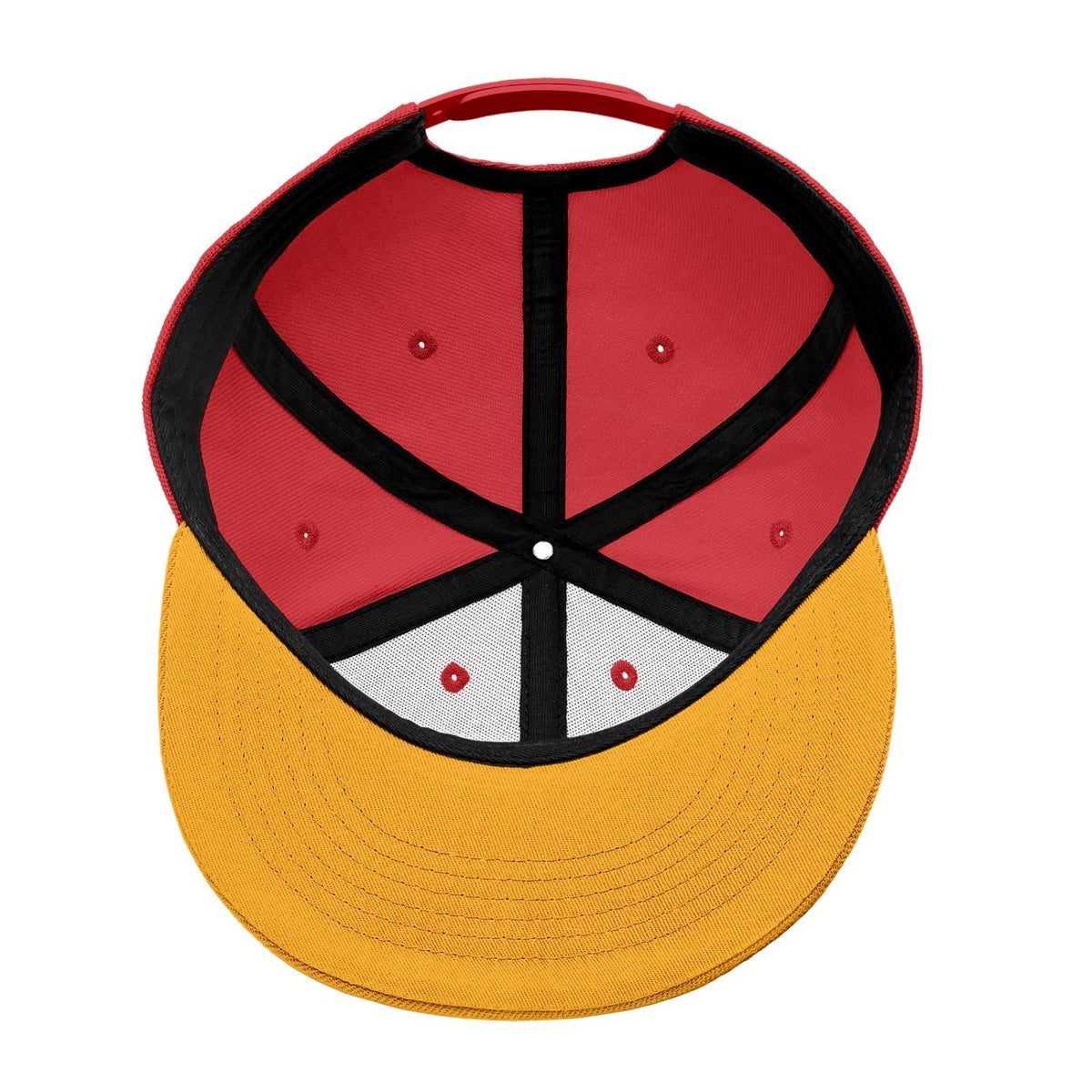 Vosoli Red & Gold Color-Block Flat-Brim Hat - Unisex Personal & Team Custom 3D Embroidery or Print Cap