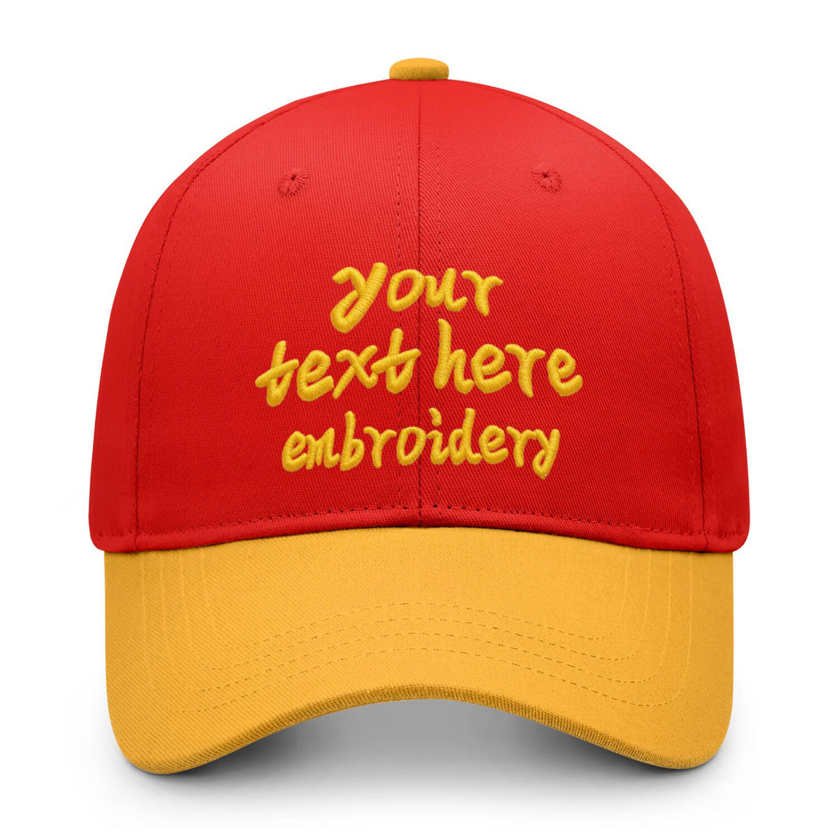 Vosoli Red Gold Two-Tone Baseball Cap - Unisex Custom 3D Embroidery or Print