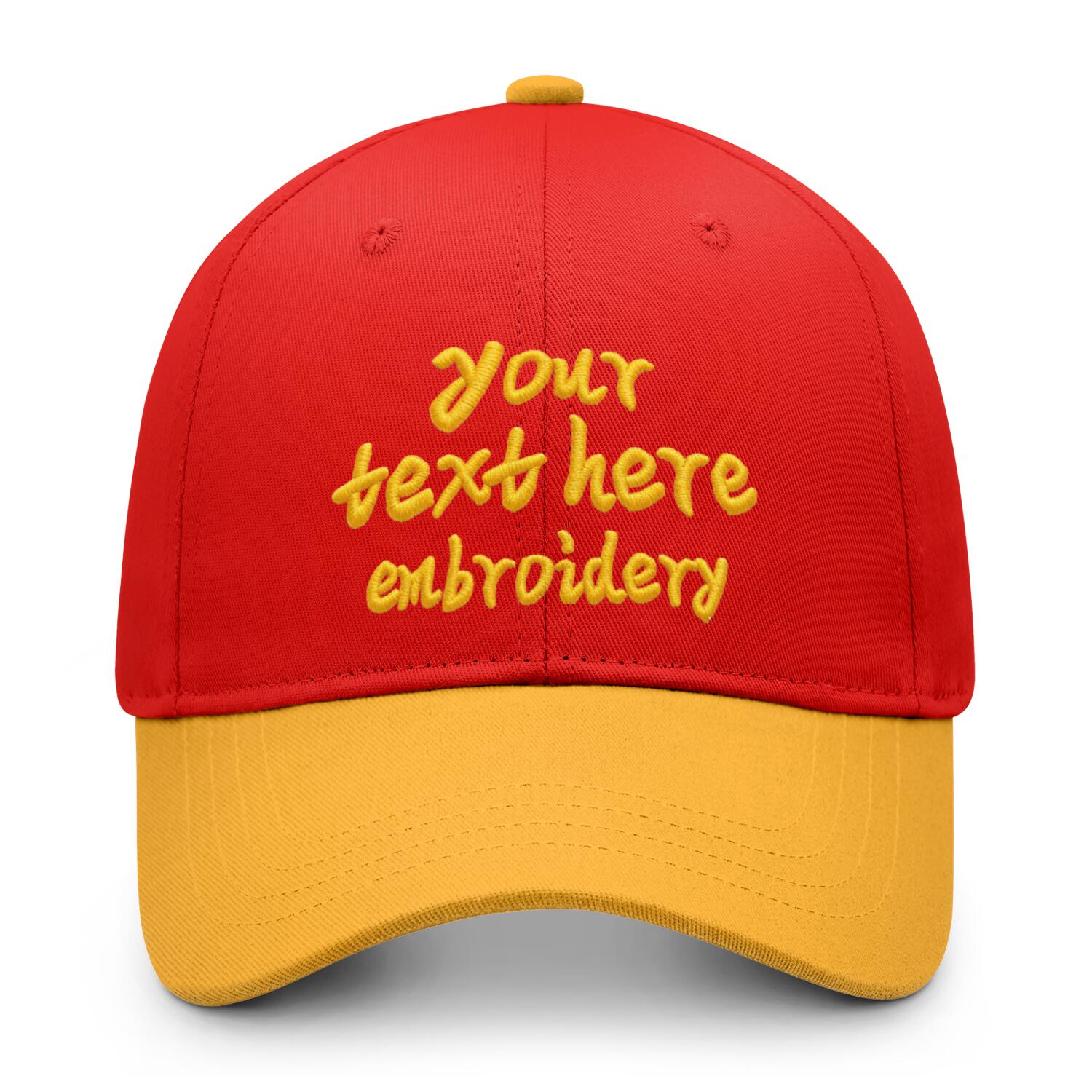 Vosoli Red Gold Two-Tone Baseball Cap - Unisex Custom 3D Embroidery or Print