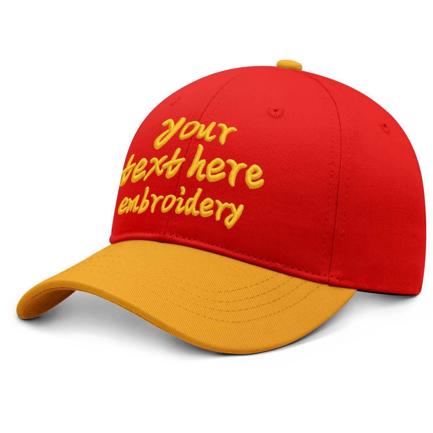Vosoli Red Gold Two-Tone Baseball Cap - Unisex Custom 3D Embroidery or Print