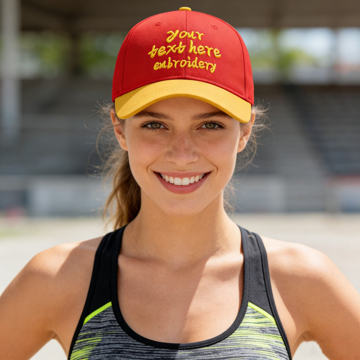 Vosoli Red Gold Two-Tone Baseball Cap - Unisex Custom 3D Embroidery or Print