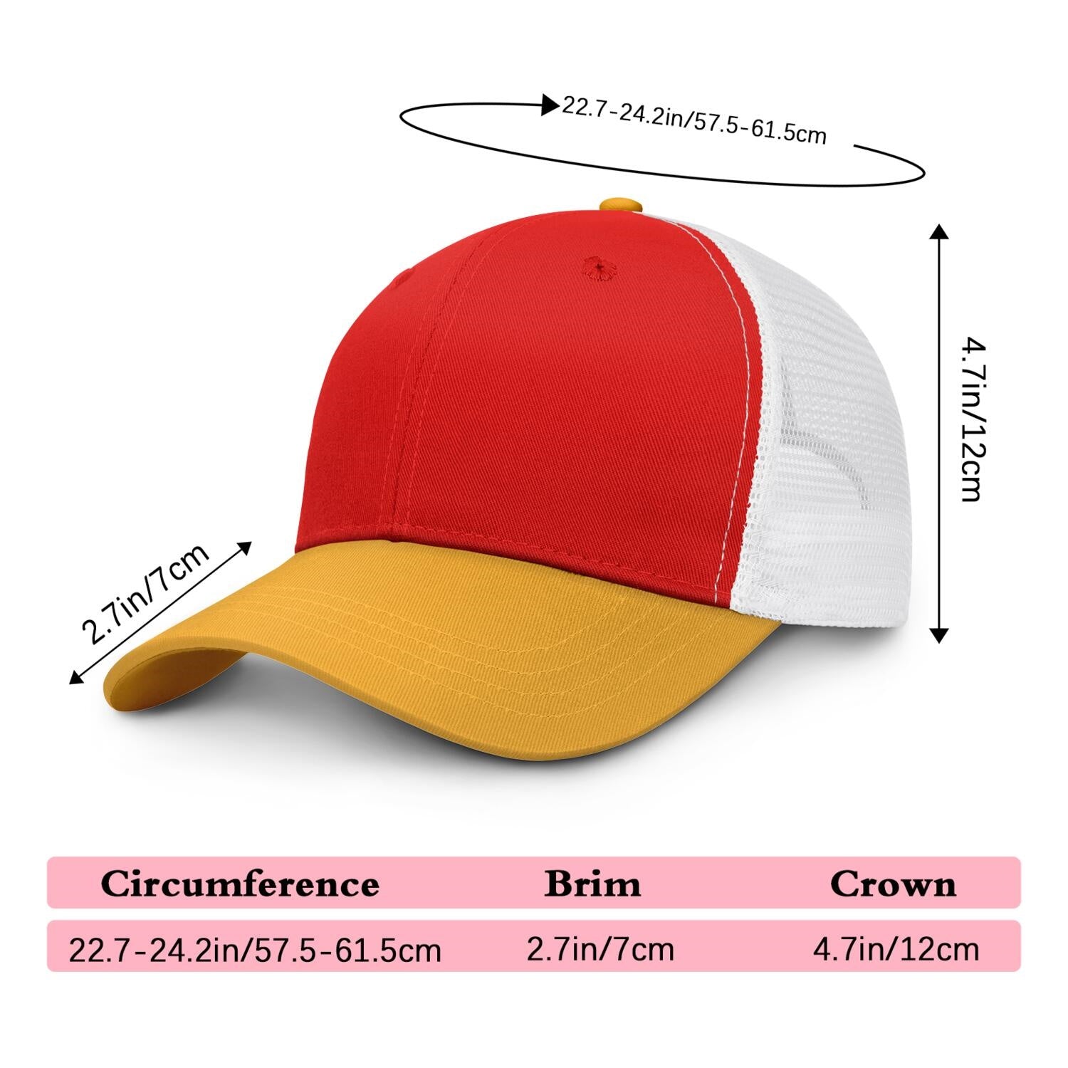 Vosoli Red & Gold Two-Tone Baseball Trucker Hat - Unisex Custom 3D Embroidery or Print