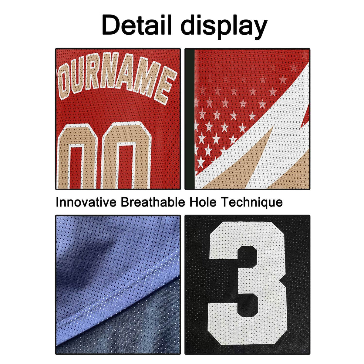 Custom Reversible Basketball Jersey for Individuals & Teams – Red Gold White Star Stripe | Vosoli