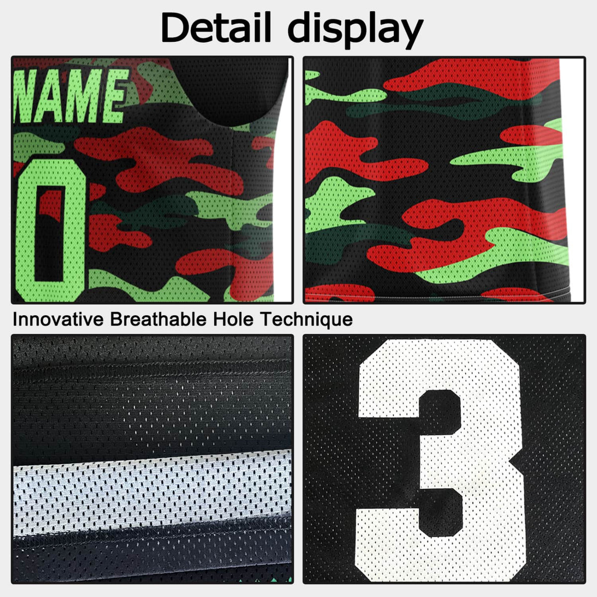 Custom Reversible Basketball Jersey for Individuals & Teams – Red Green Camo & Black | Vosoli