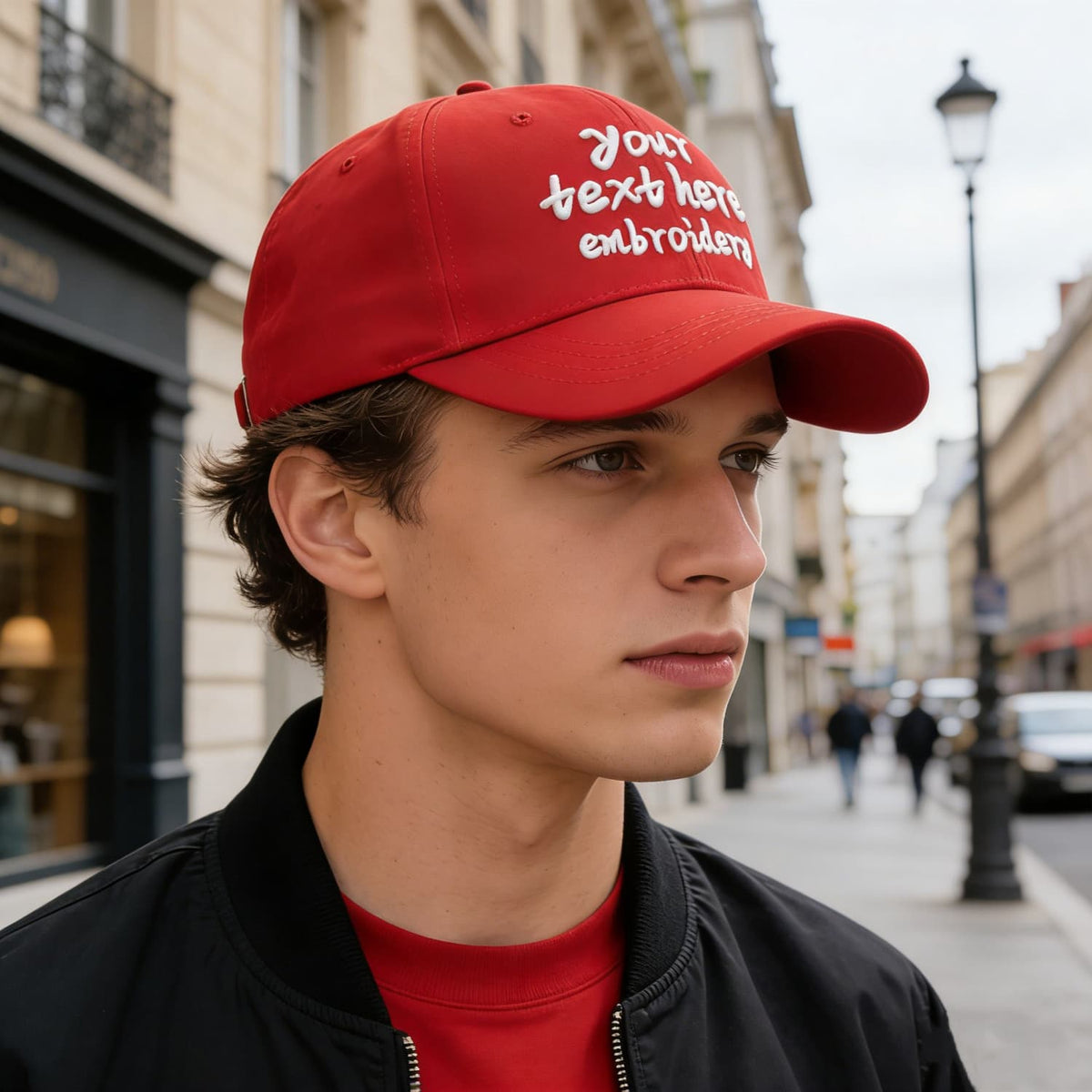 Vosoli Red Solid Baseball Cap - Unisex Custom 3D Embroidery or Print