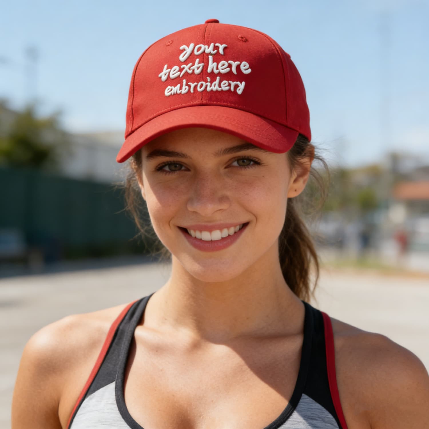 Vosoli Red Solid Baseball Cap - Unisex Custom 3D Embroidery or Print