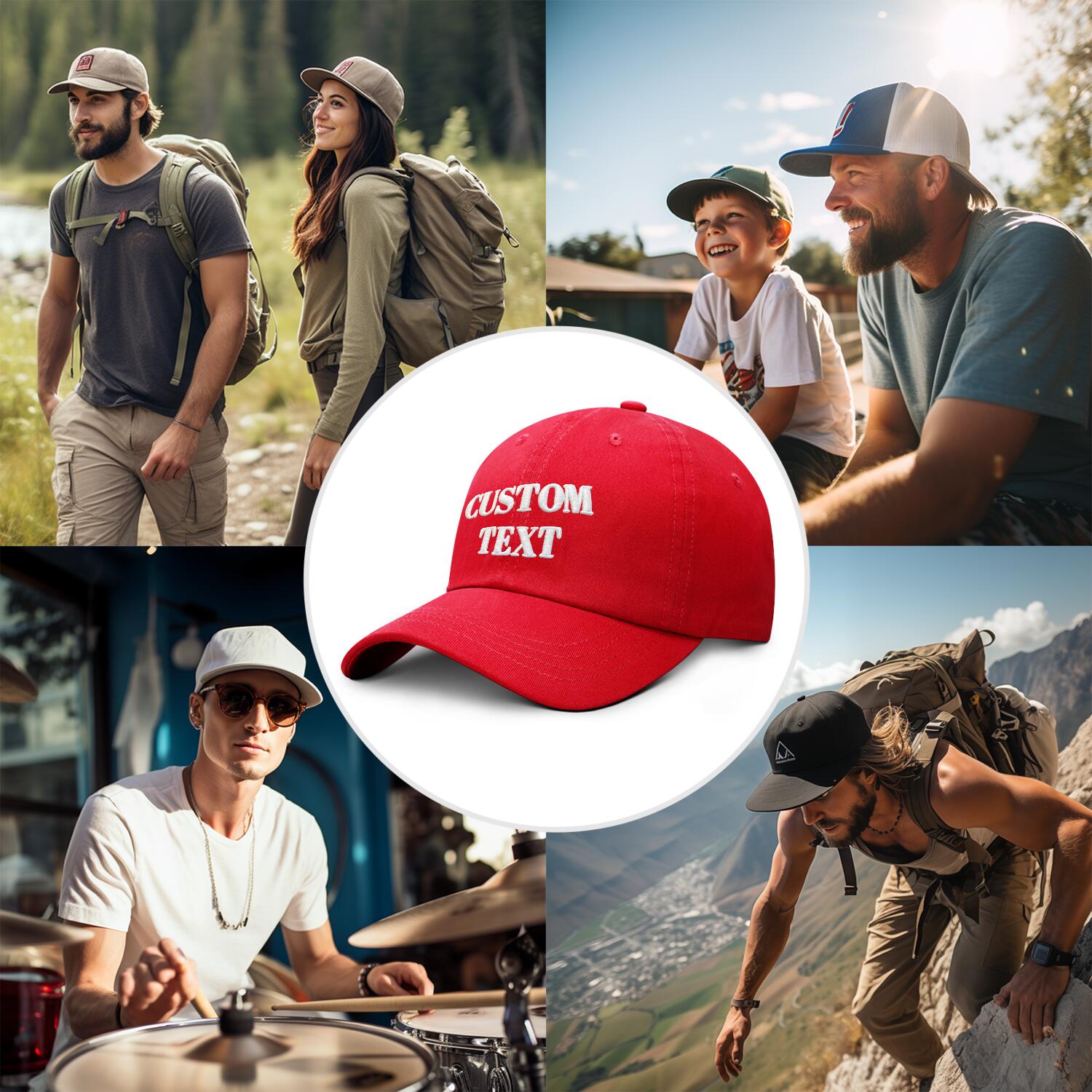 Vosoli Red Unisex Baseball Cap - Personal & Team Custom 3D Embroidery or Print Hat