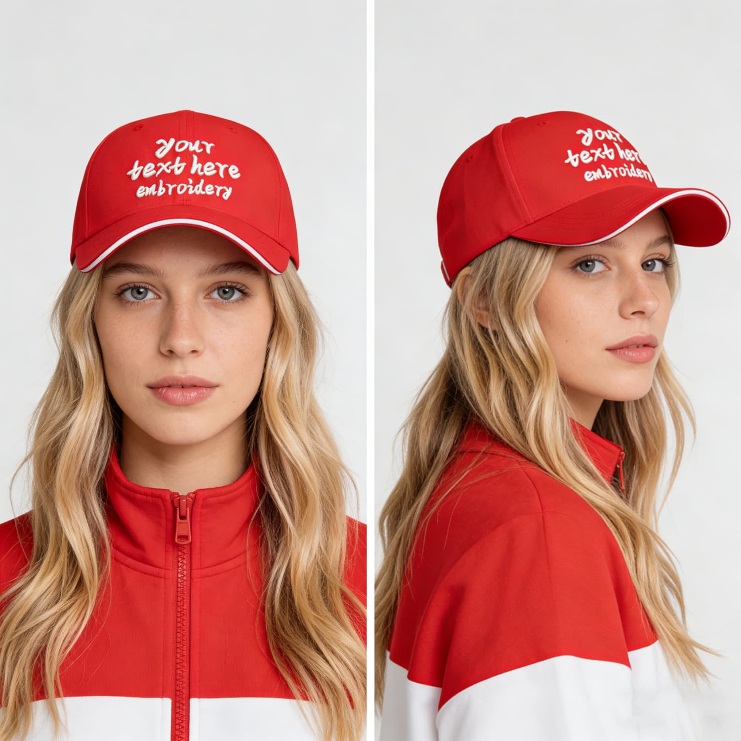 Vosoli Red Contrast Brim Unisex Baseball Caps - Team Custom Embroider or Print Personalized Hat