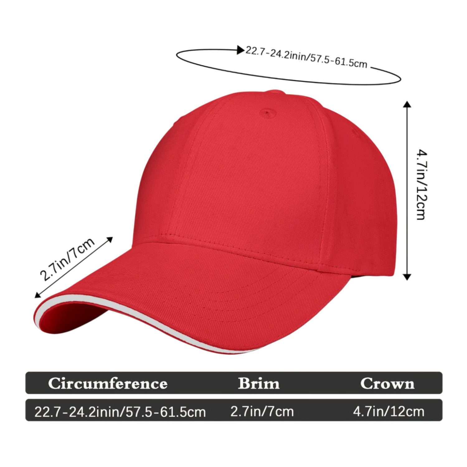 Vosoli Red Contrast Brim Unisex Baseball Caps - Team Custom Embroider or Print Personalized Hat