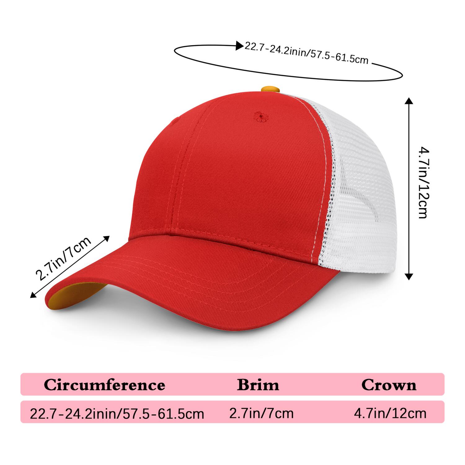 Vosoli Red & White Mesh-Back Trucker Cap - Unisex Personal & Team Custom 3D Embroidery or Print Hat