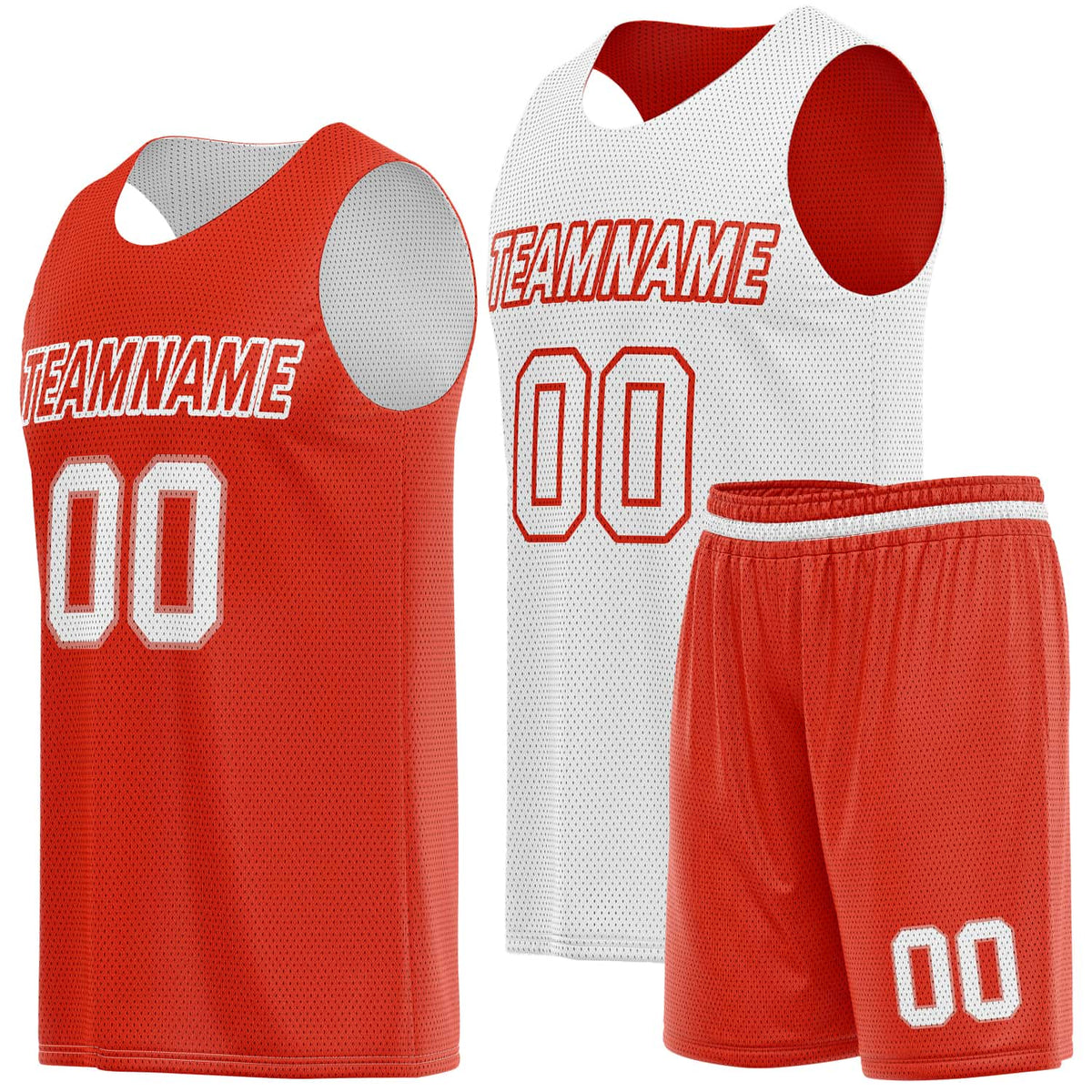 Custom Reversible Basketball Jersey &amp; Shorts Set for Individuals &amp; Teams – Red White | Vosoli