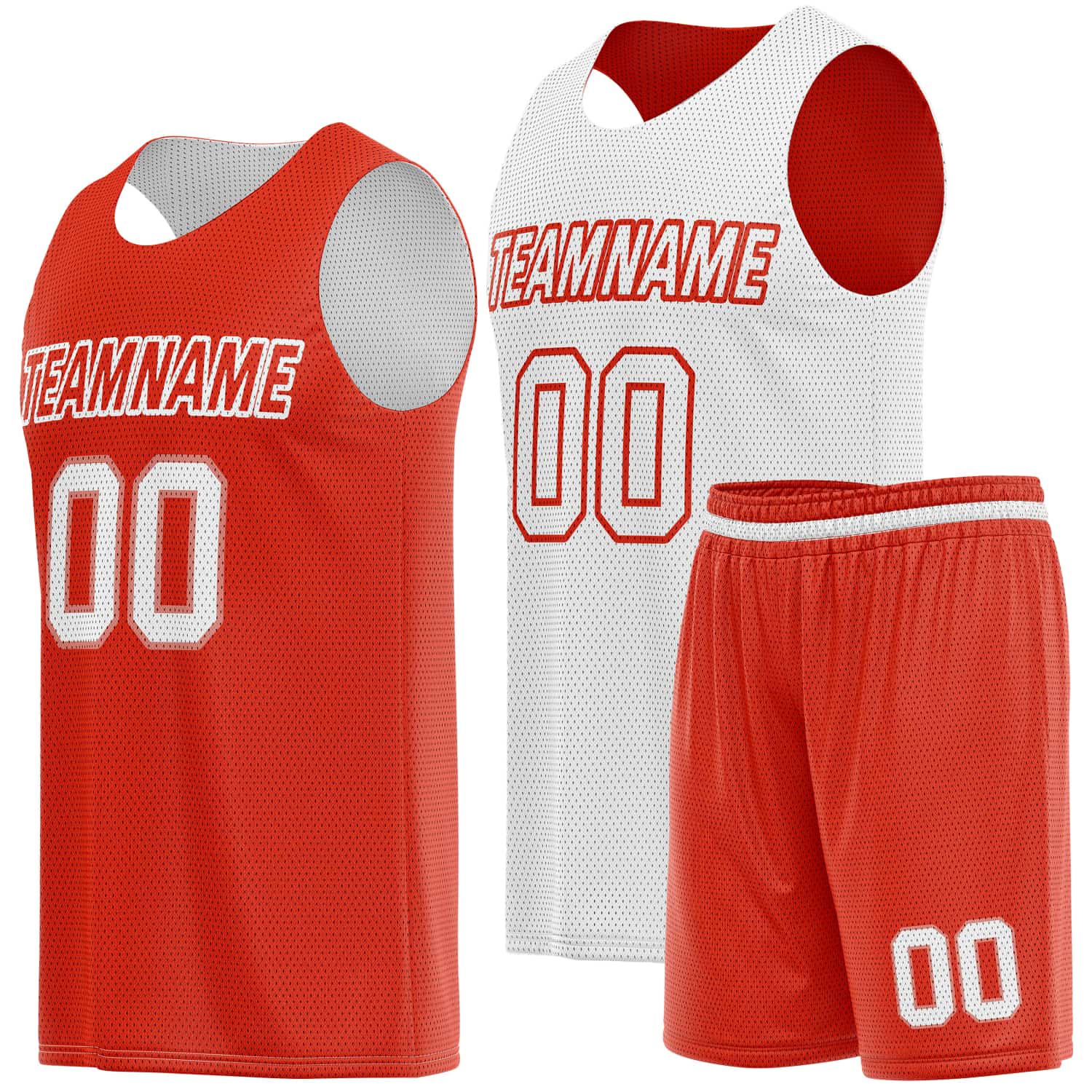 Custom Reversible Basketball Jersey & Shorts Set for Individuals & Teams – Red White | Vosoli