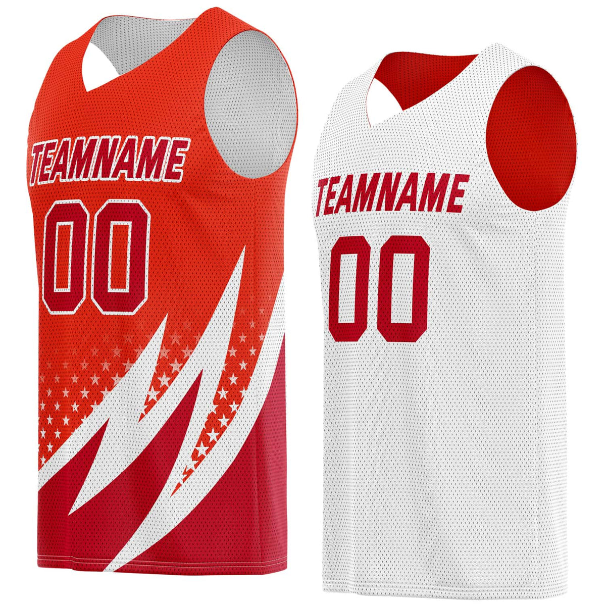 Custom Reversible Basketball Jersey for Individuals &amp; Teams – Red White Star Stripe | Vosoli