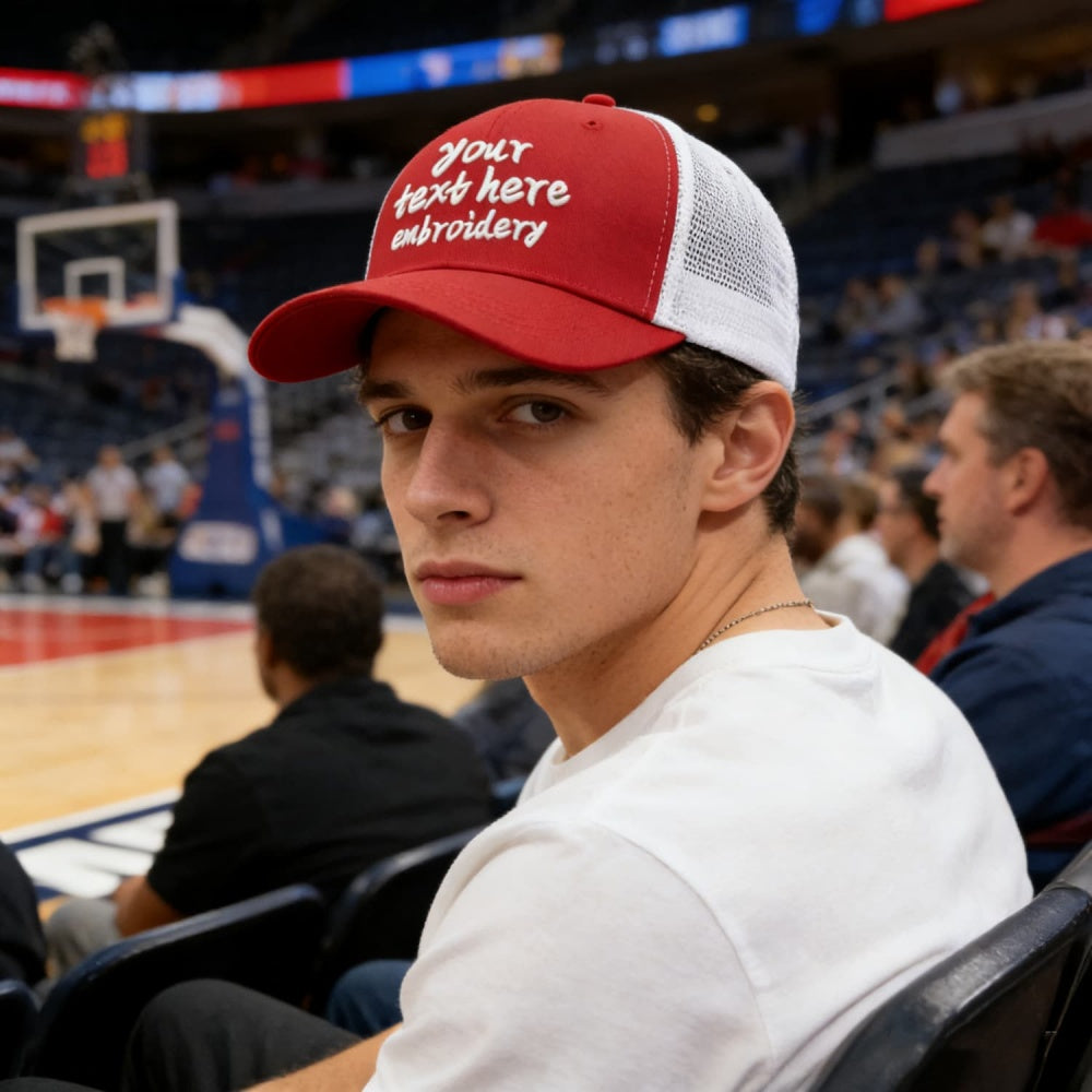 Vosoli Red White Trucker Cap - Custom Embroidered Personalized Hat