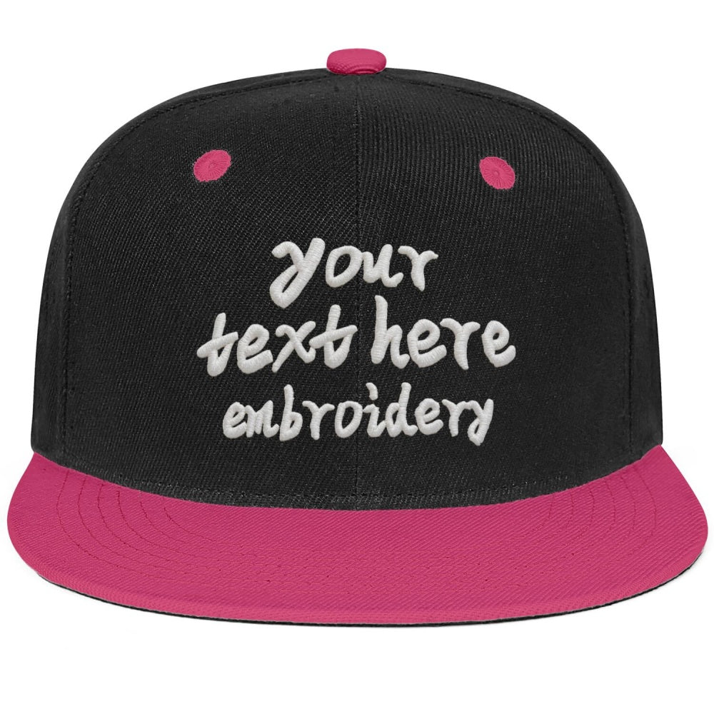 Vosoli Black Rose Red Flat Brim Cap - Custom Embroidered Personalized Hat