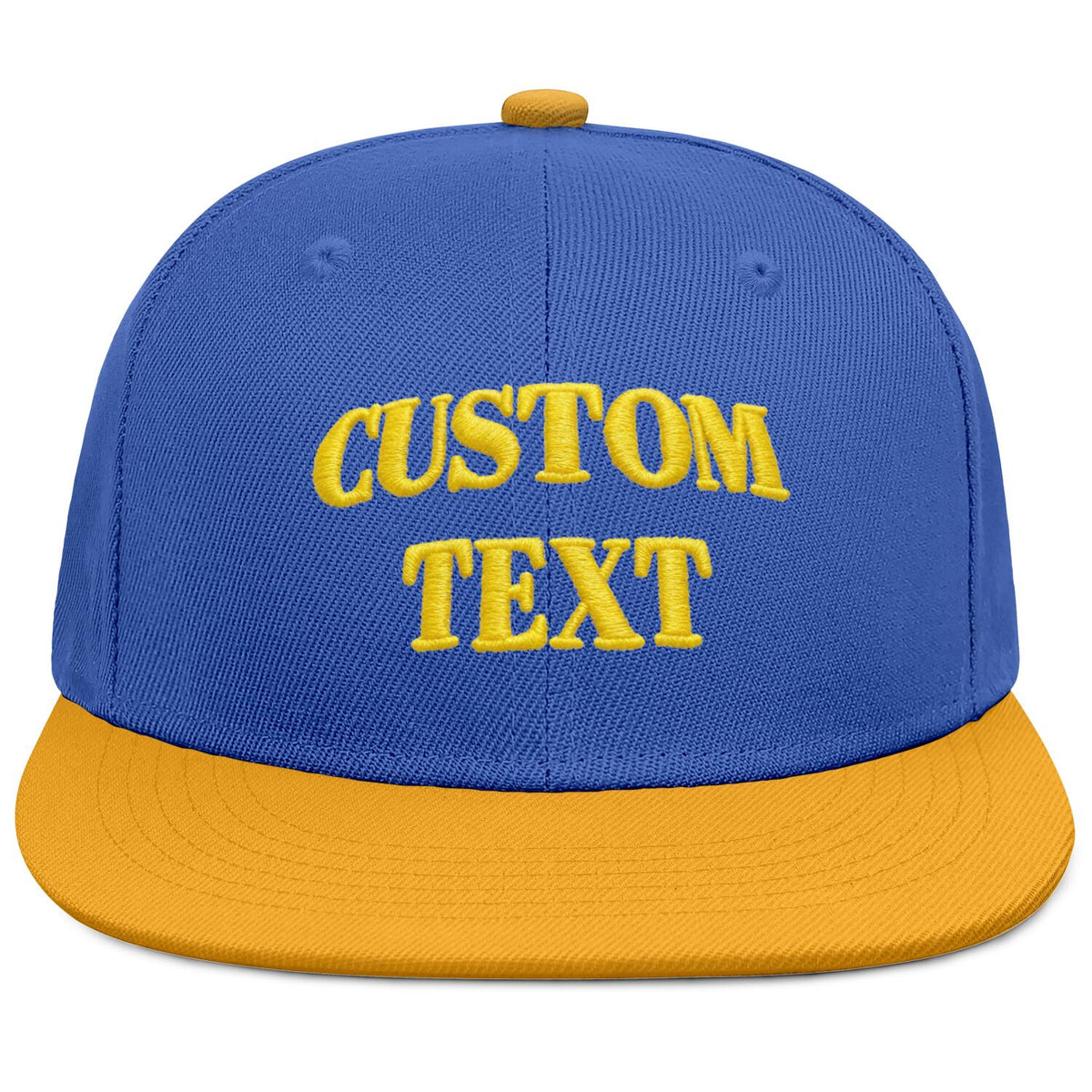 Vosoli Royal Blue &amp; Gold Color-Block Flat-Brim Hat - Unisex Personal &amp; Team Custom 3D Embroidery or Print Cap
