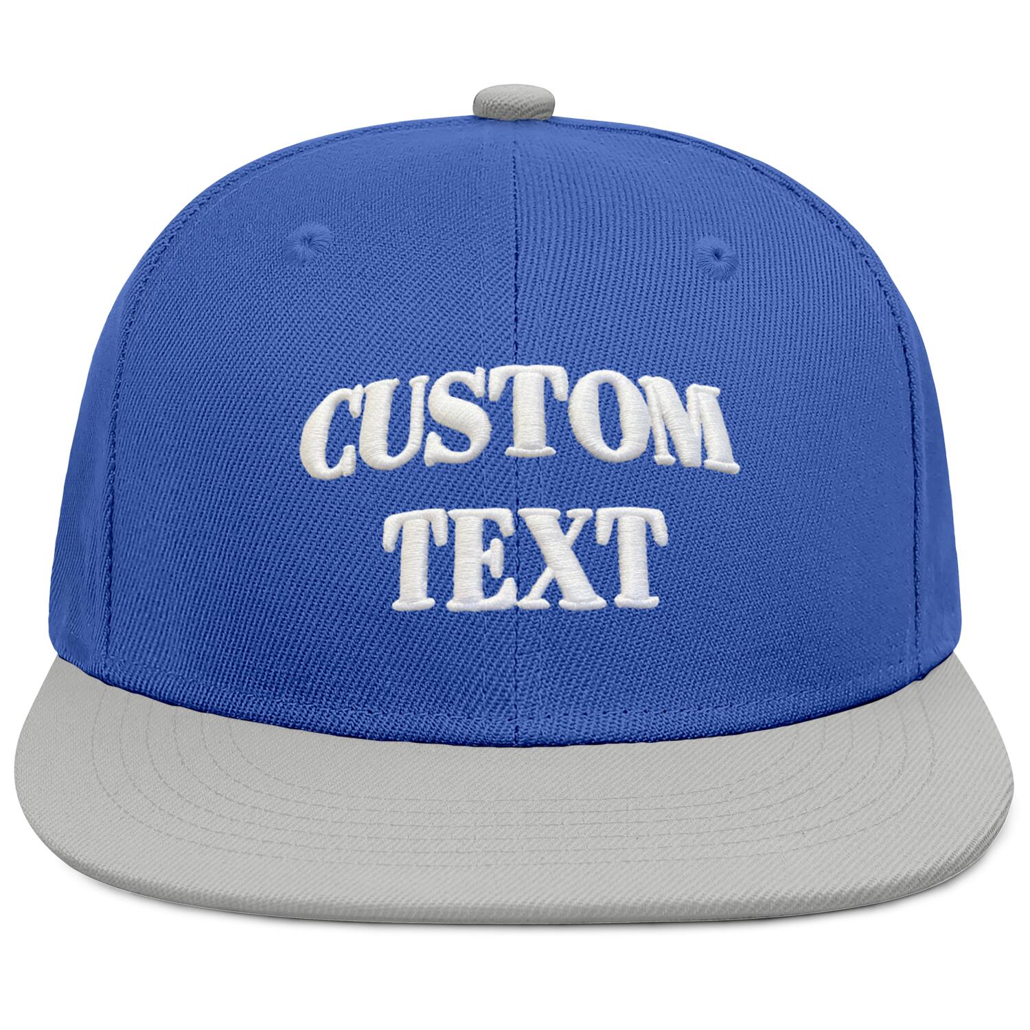 Vosoli Royal Blue & Gray Color-Block Flat-Brim Hat - Unisex Personal & Team Custom 3D Embroidery or Print Cap