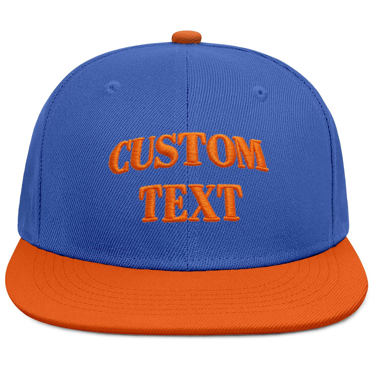 Vosoli Royal Blue &amp; Orange Color-Block Flat-Brim Hat - Unisex Personal &amp; Team Custom 3D Embroidery or Print Cap