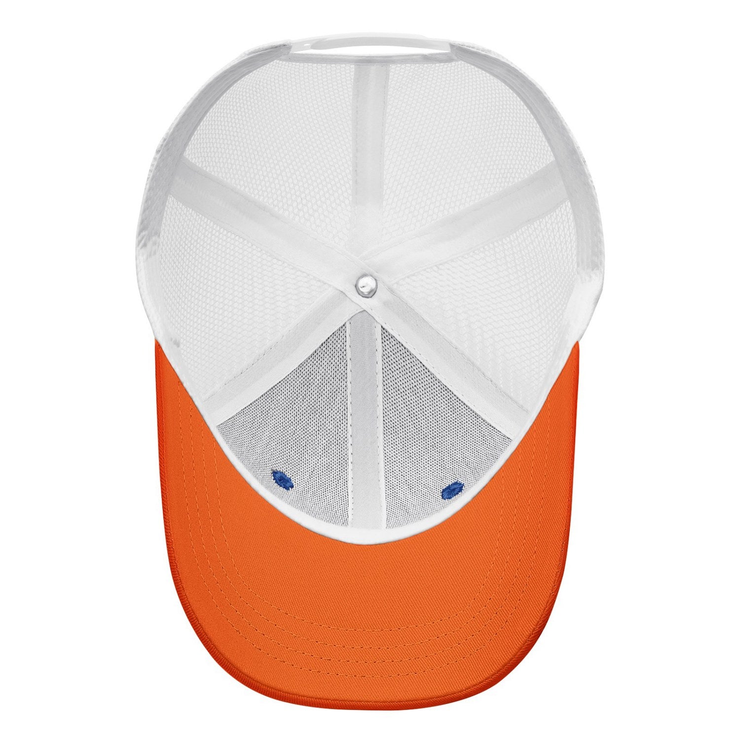 Vosoli Royal Blue & Orange Two-Tone Baseball Trucker Hat - Unisex Custom 3D Embroidery or Print