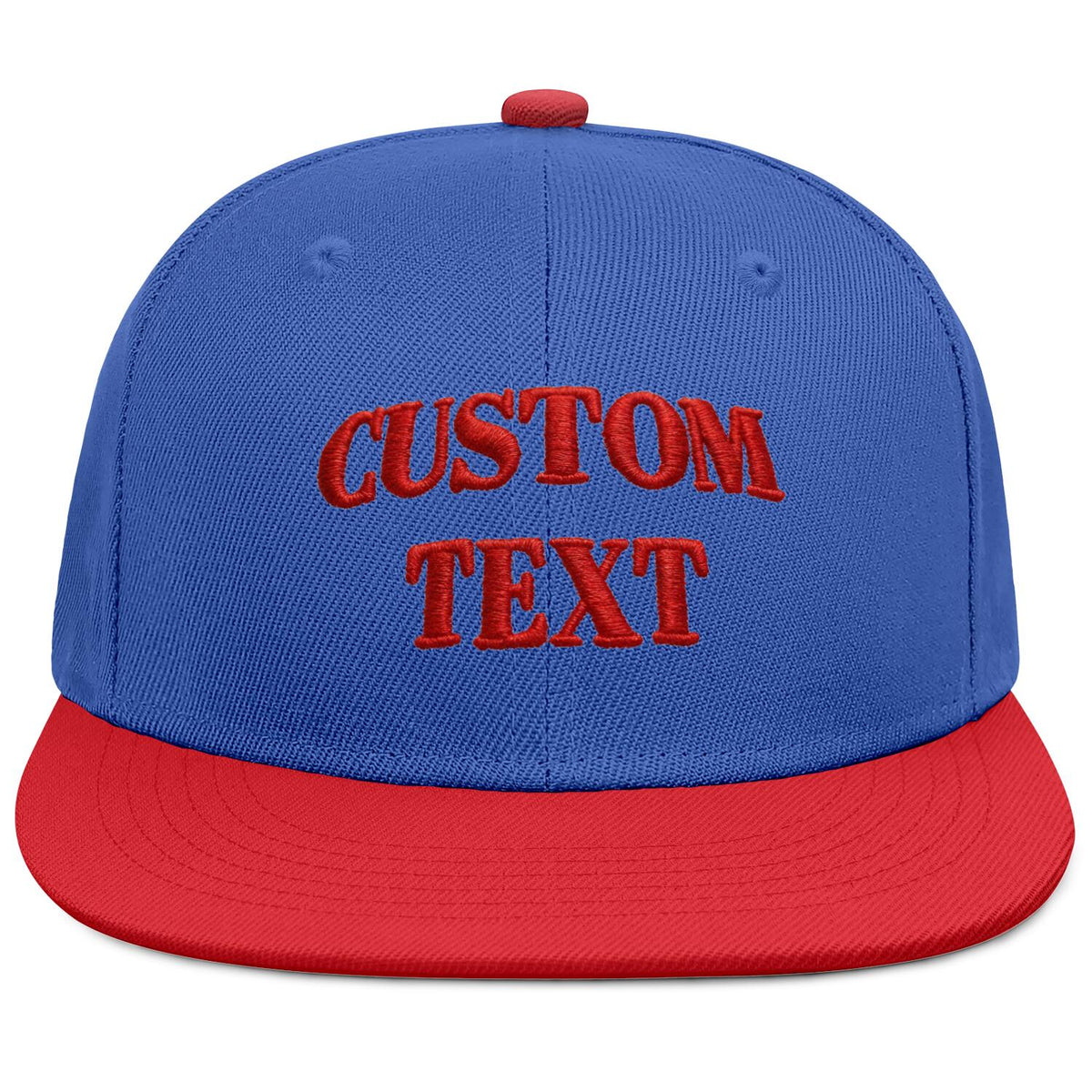 Vosoli Royal Blue &amp; Red Color-Block Flat-Brim Hat - Unisex Personal &amp; Team Custom 3D Embroidery or Print Cap
